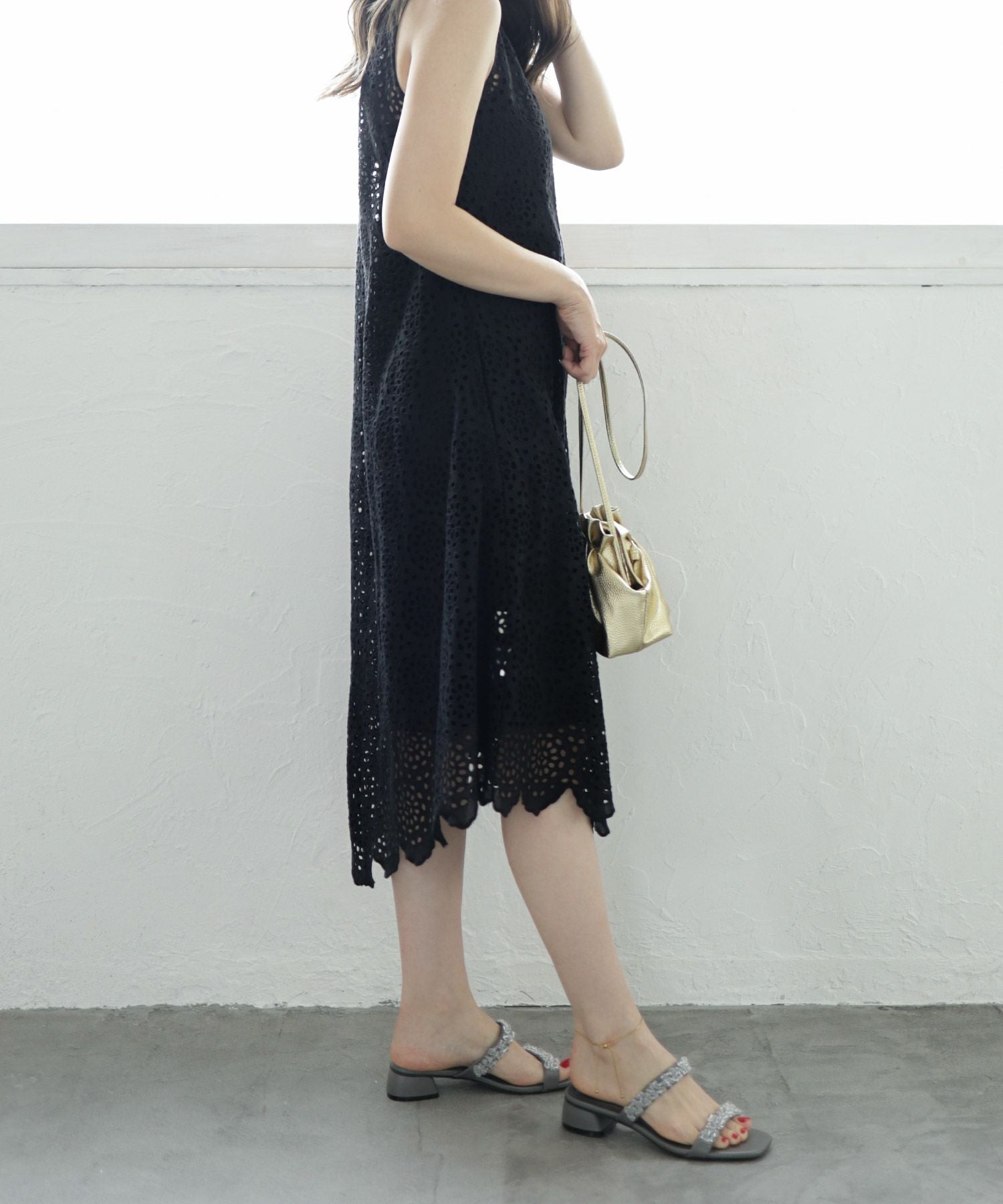 キラキラパール&ガラスミュールサンダル▲返品不可