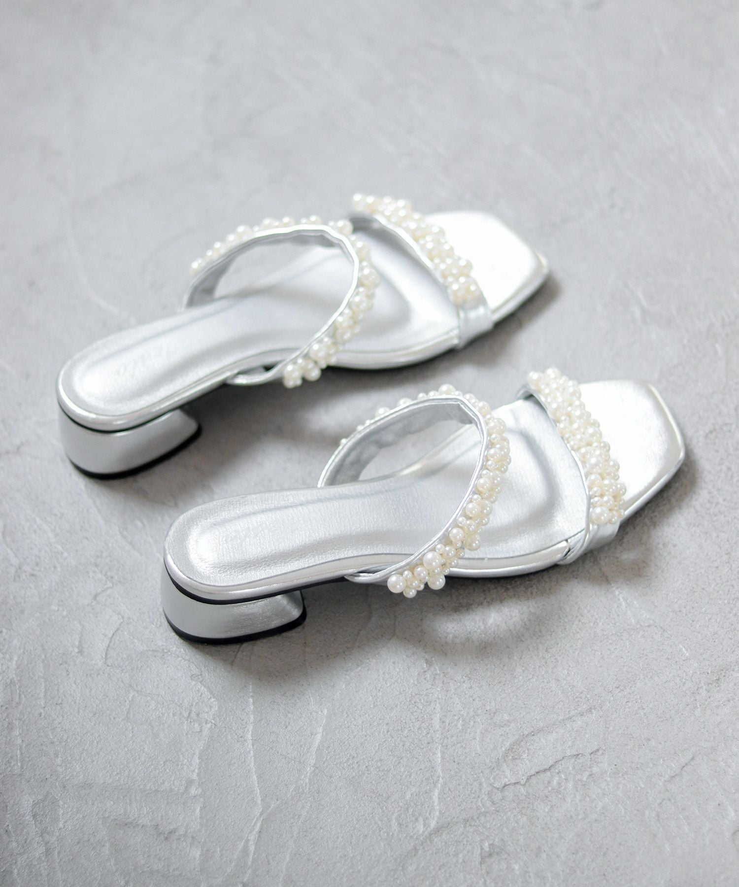 キラキラパール&ガラスミュールサンダル▲返品不可