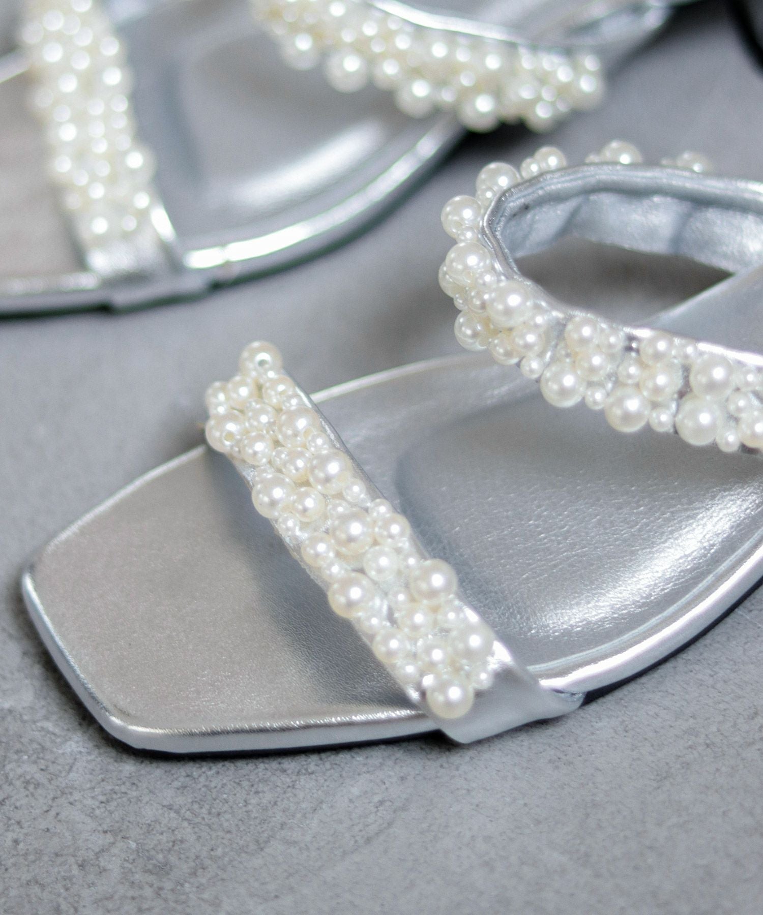 キラキラパール&ガラスミュールサンダル▲返品不可