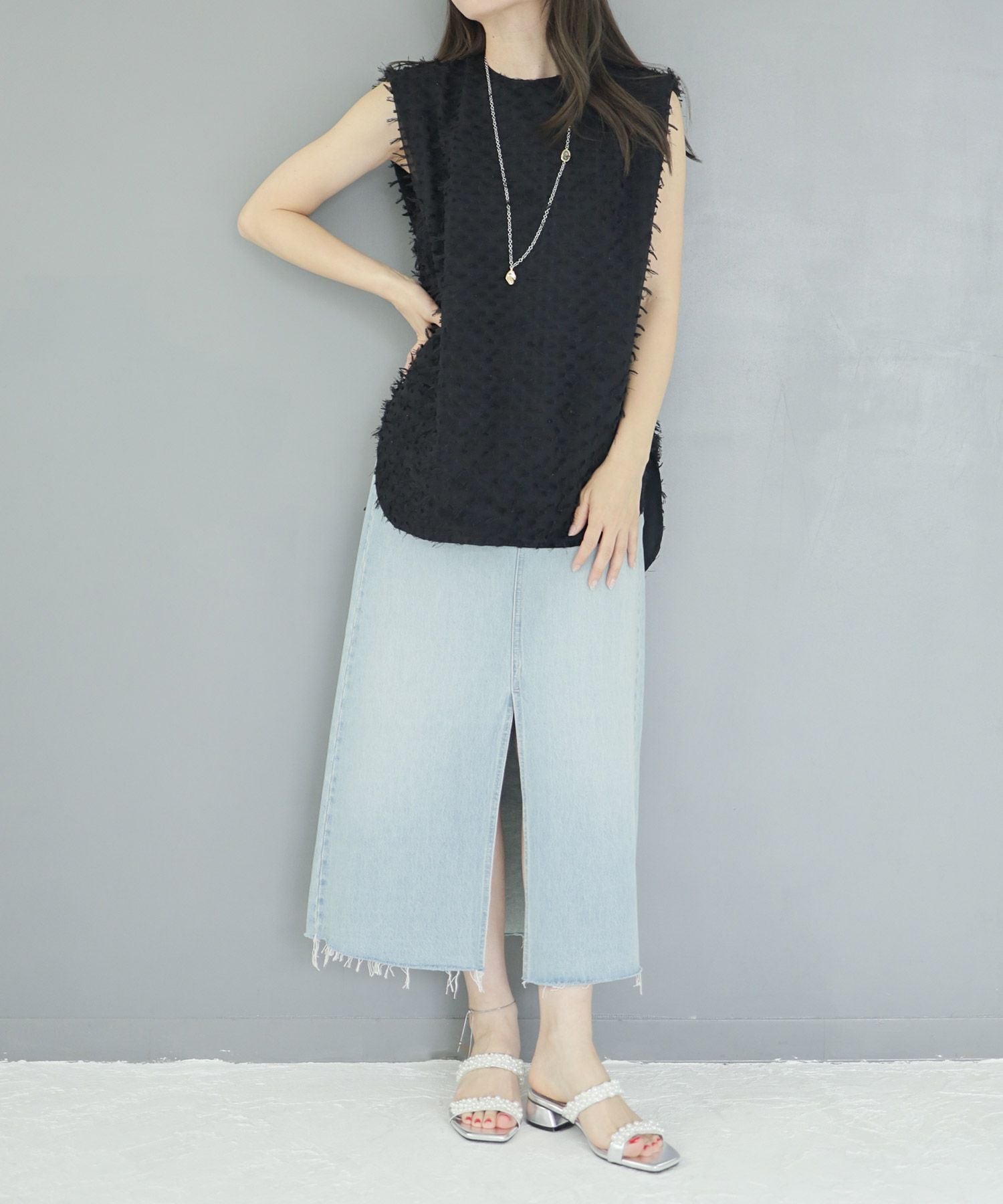 キラキラパール&ガラスミュールサンダル▲返品不可