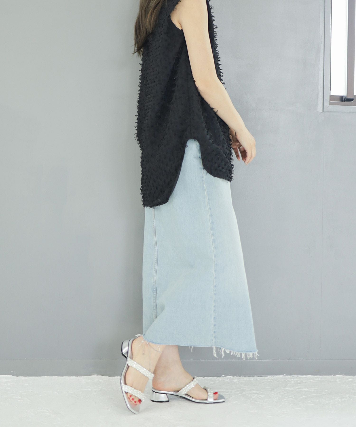 キラキラパール&ガラスミュールサンダル▲返品不可