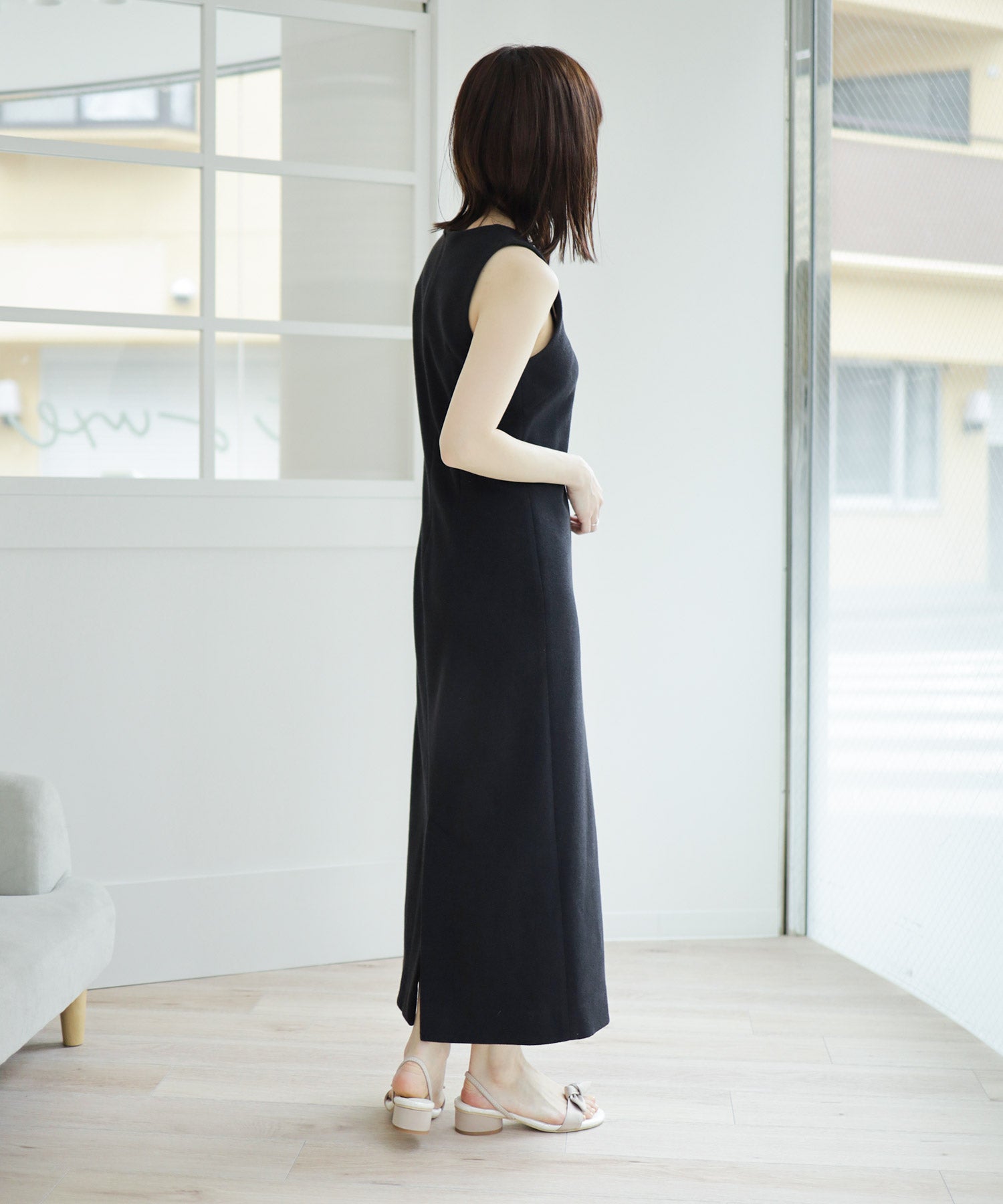 サテンリボンローヒールサンダル▲返品不可