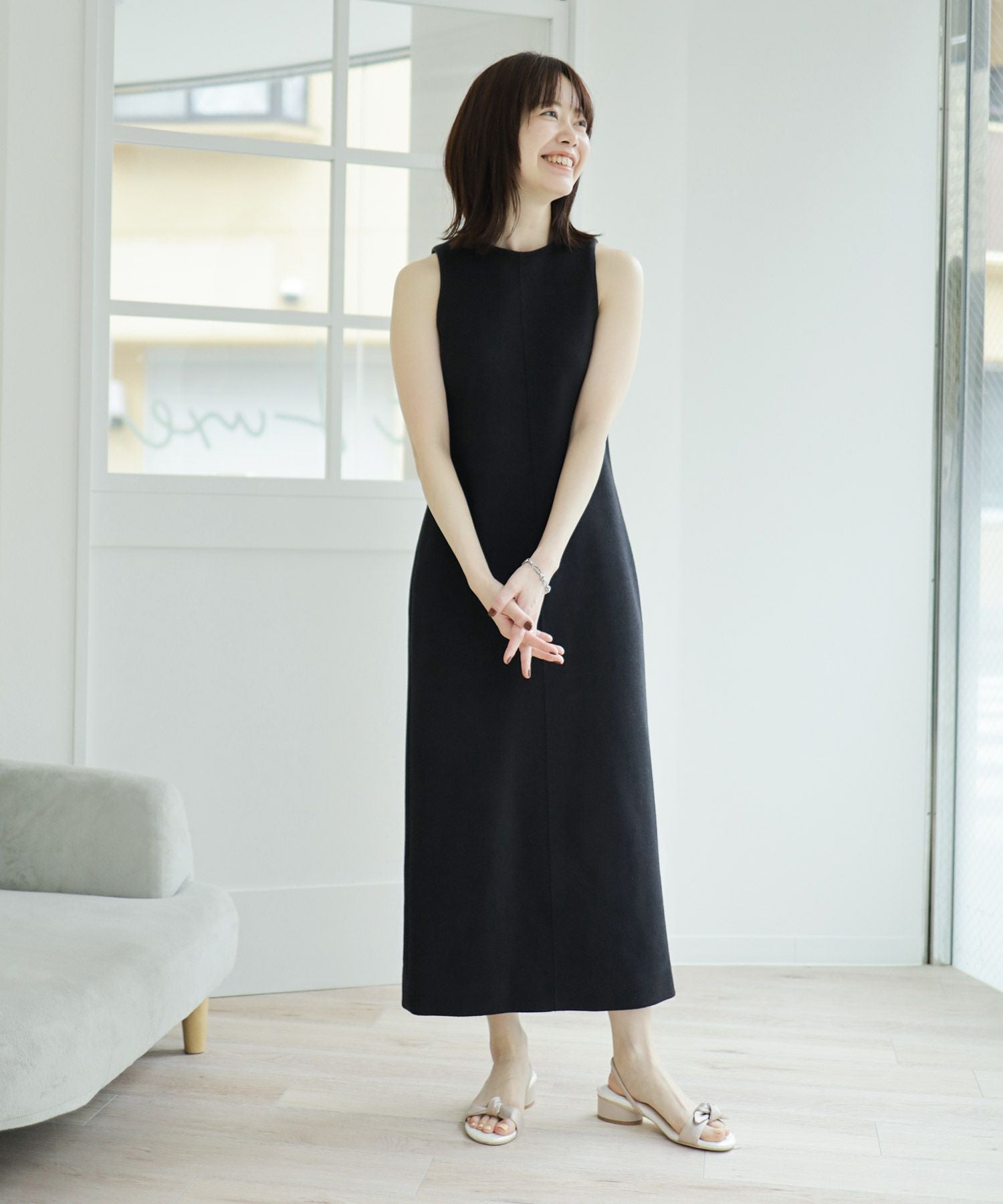 サテンリボンローヒールサンダル▲返品不可