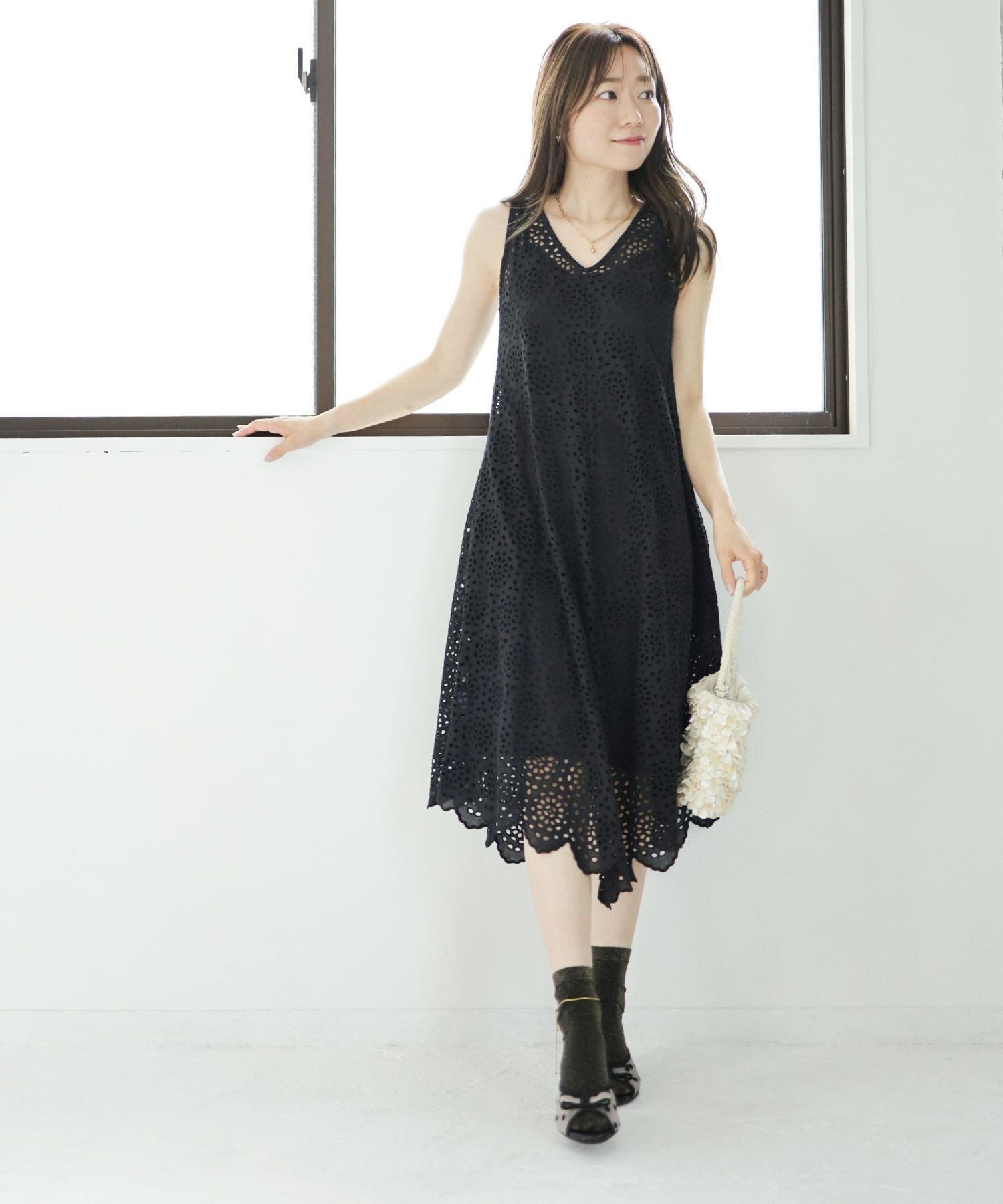 ドットチュールリボンミュールサンダル