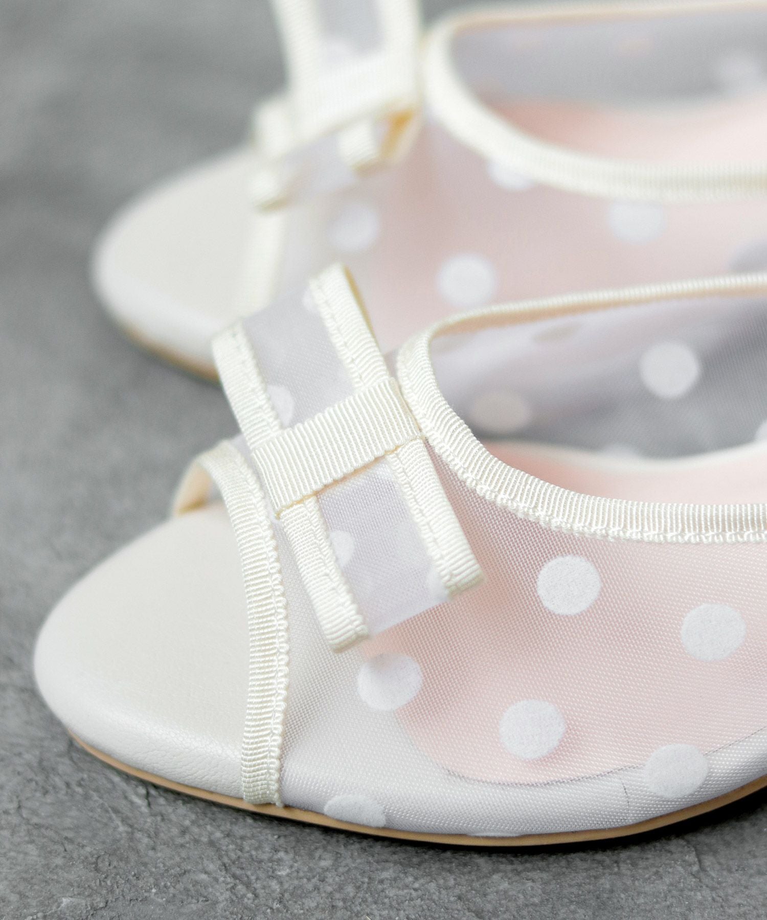 ドットチュールリボンミュールサンダル