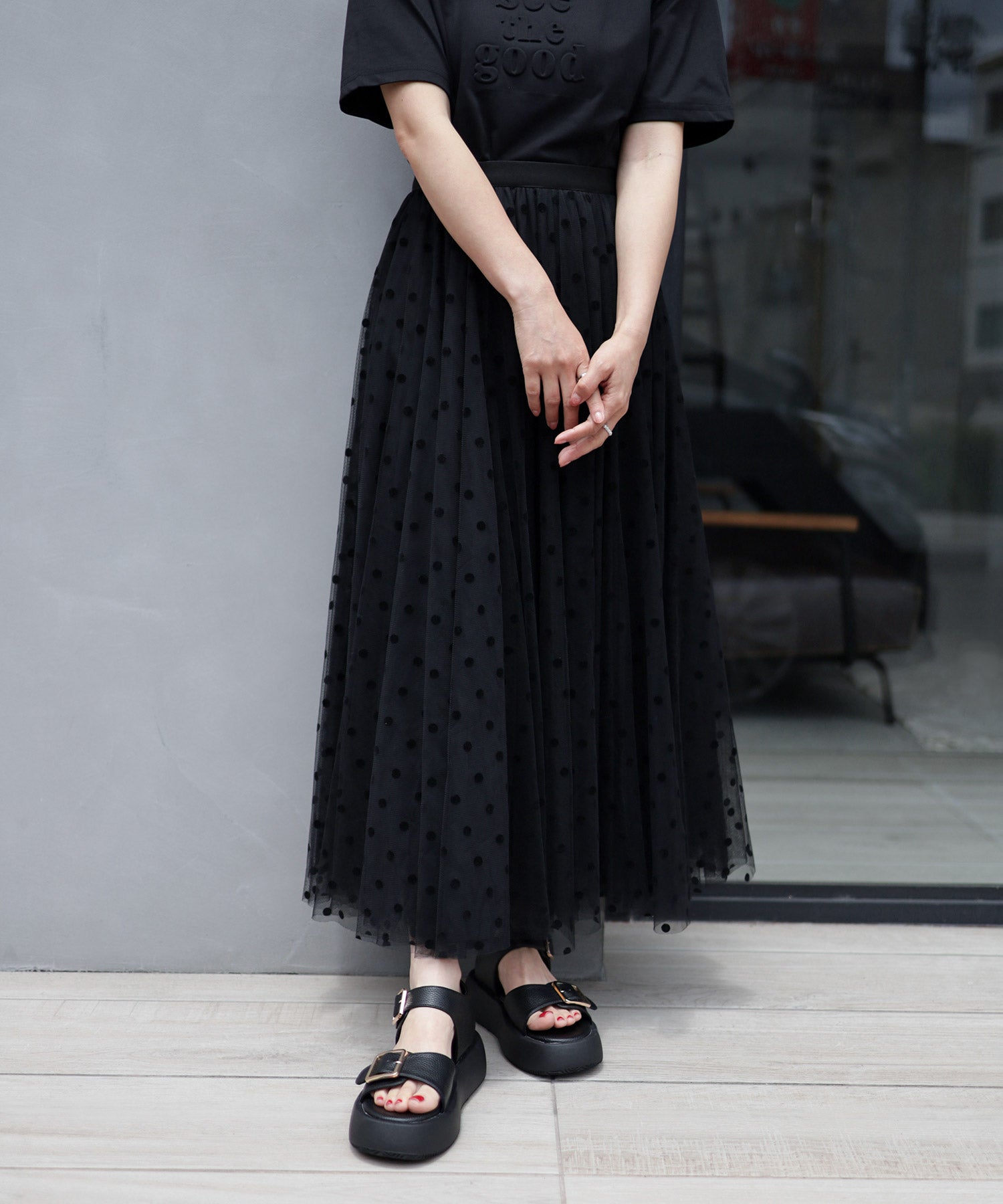 ダブルベルト厚底サンダル