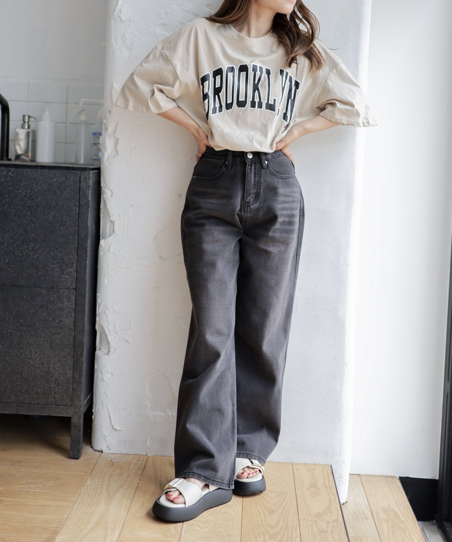 ダブルベルト厚底サンダル