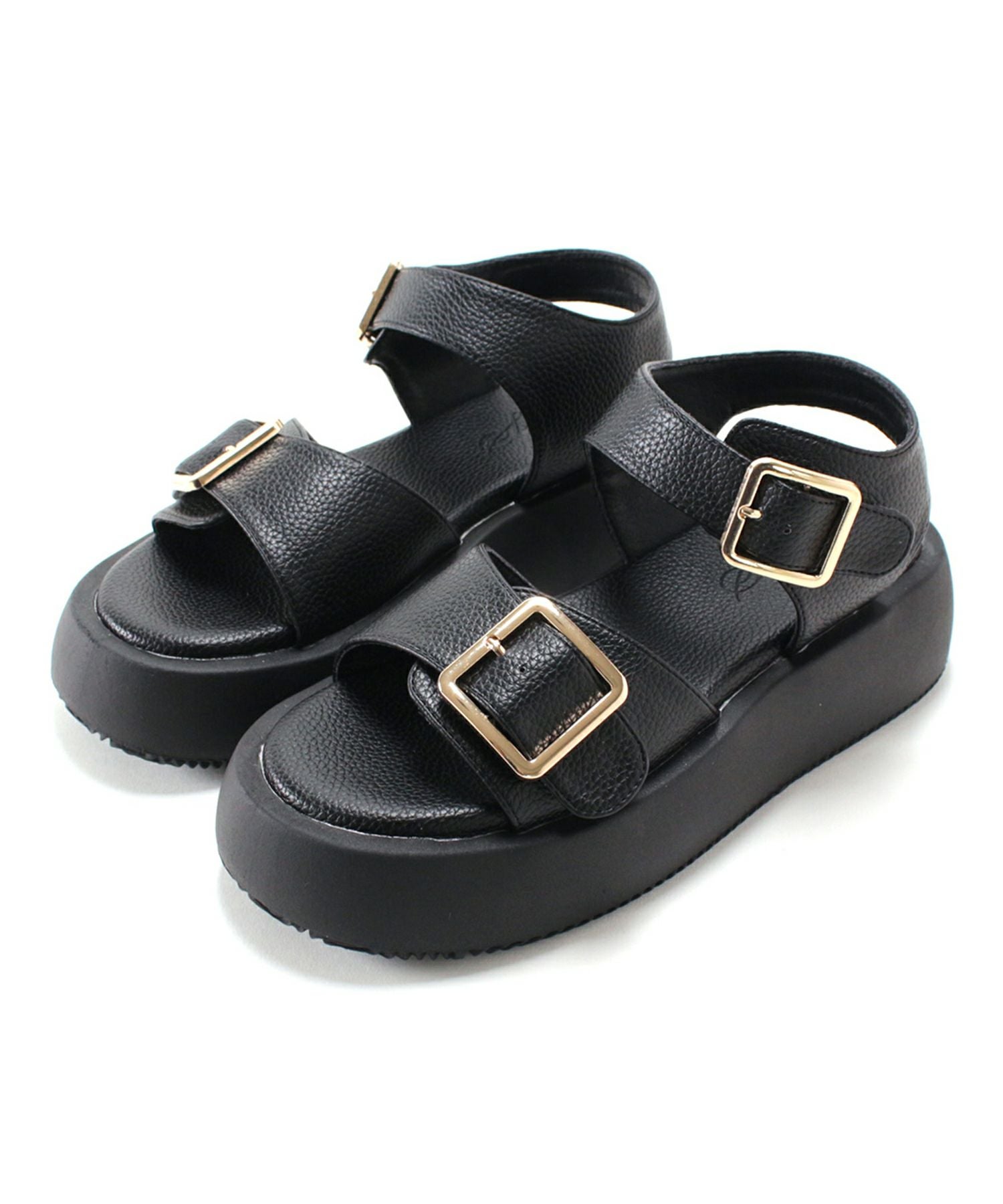 ダブルベルト厚底サンダル