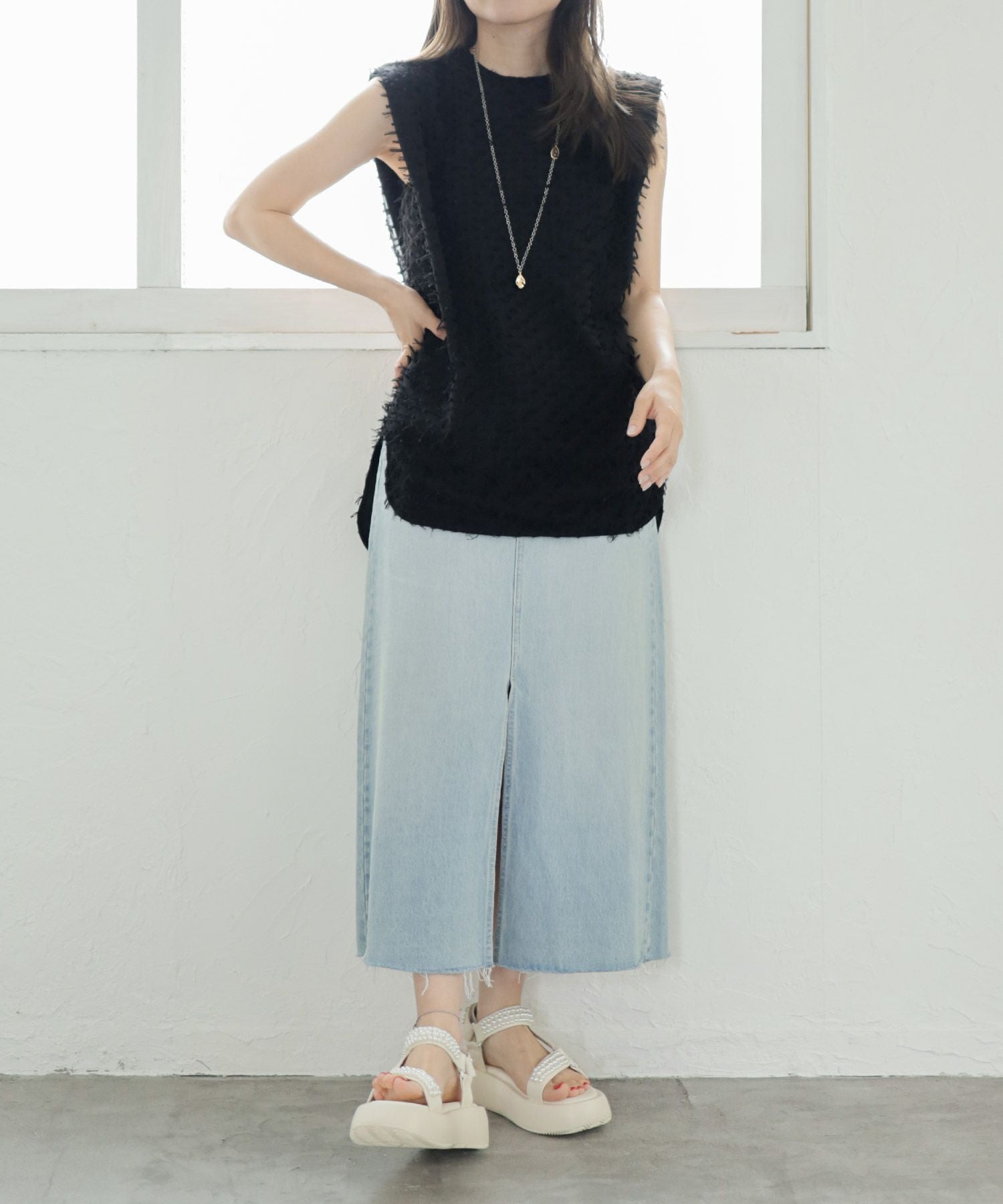 パールデザイン厚底ベルクロスポーツサンダル▲返品不可