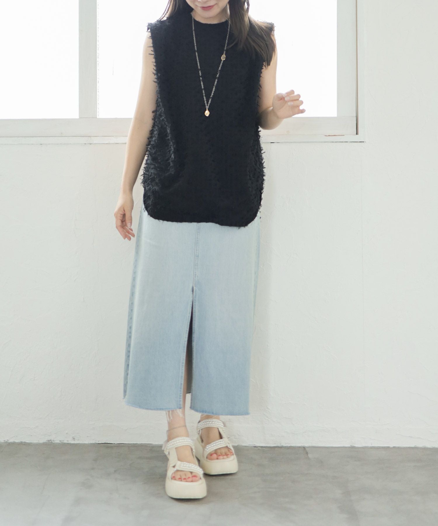 パールデザイン厚底ベルクロスポーツサンダル▲返品不可