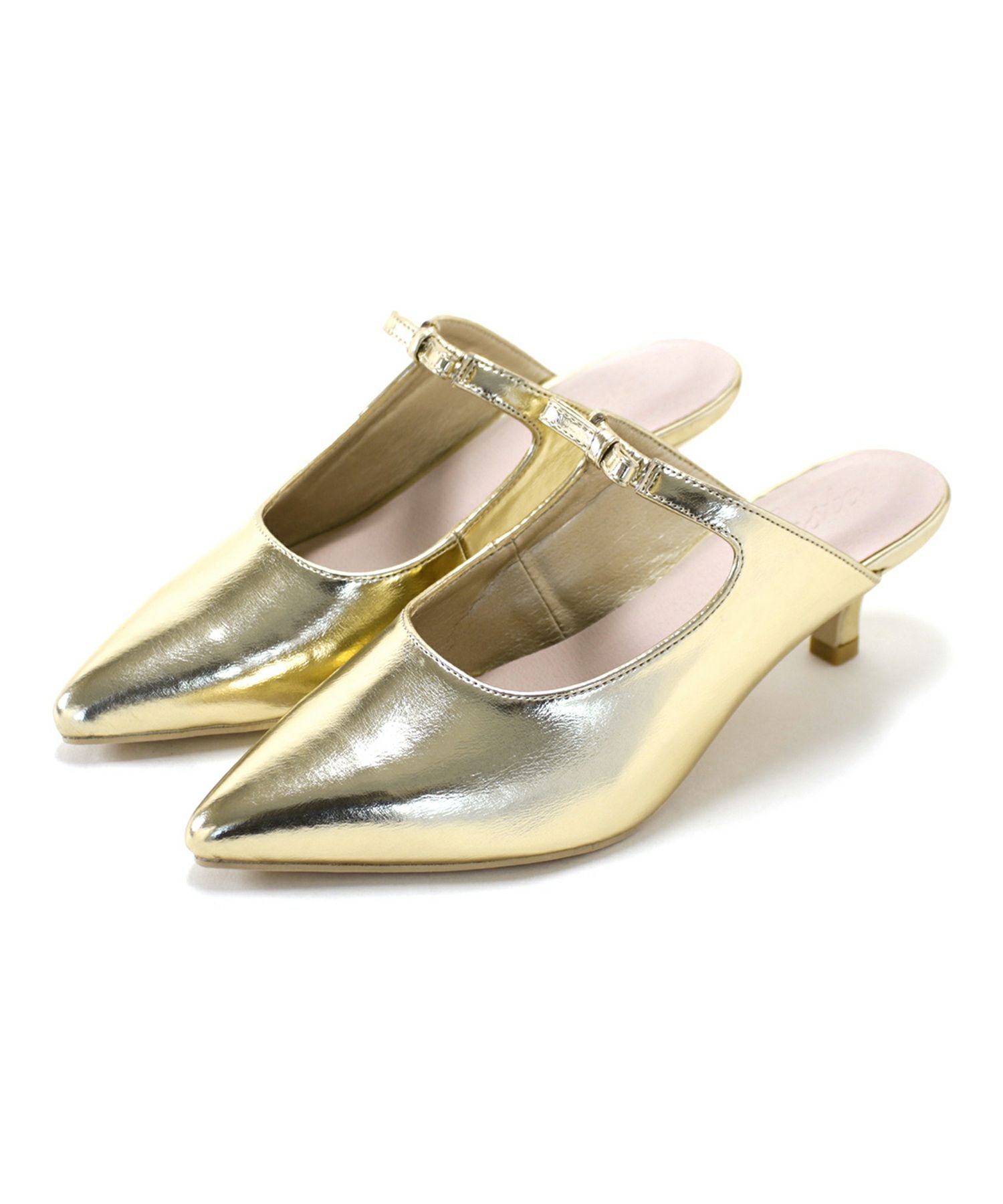 サテンリボンポインテッドトゥミュールサンダル