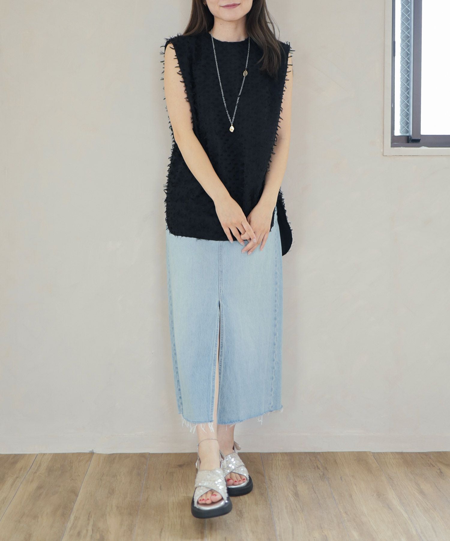 スパンコールクロスベルト軽量厚底サンダル▲返品不可