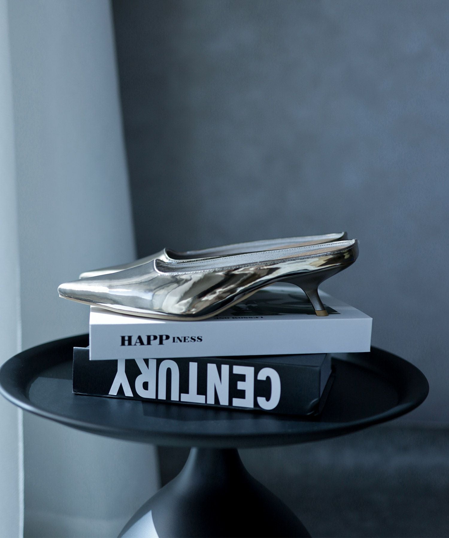 カーブヒールポインテッドトゥミュールサンダル▲返品不可