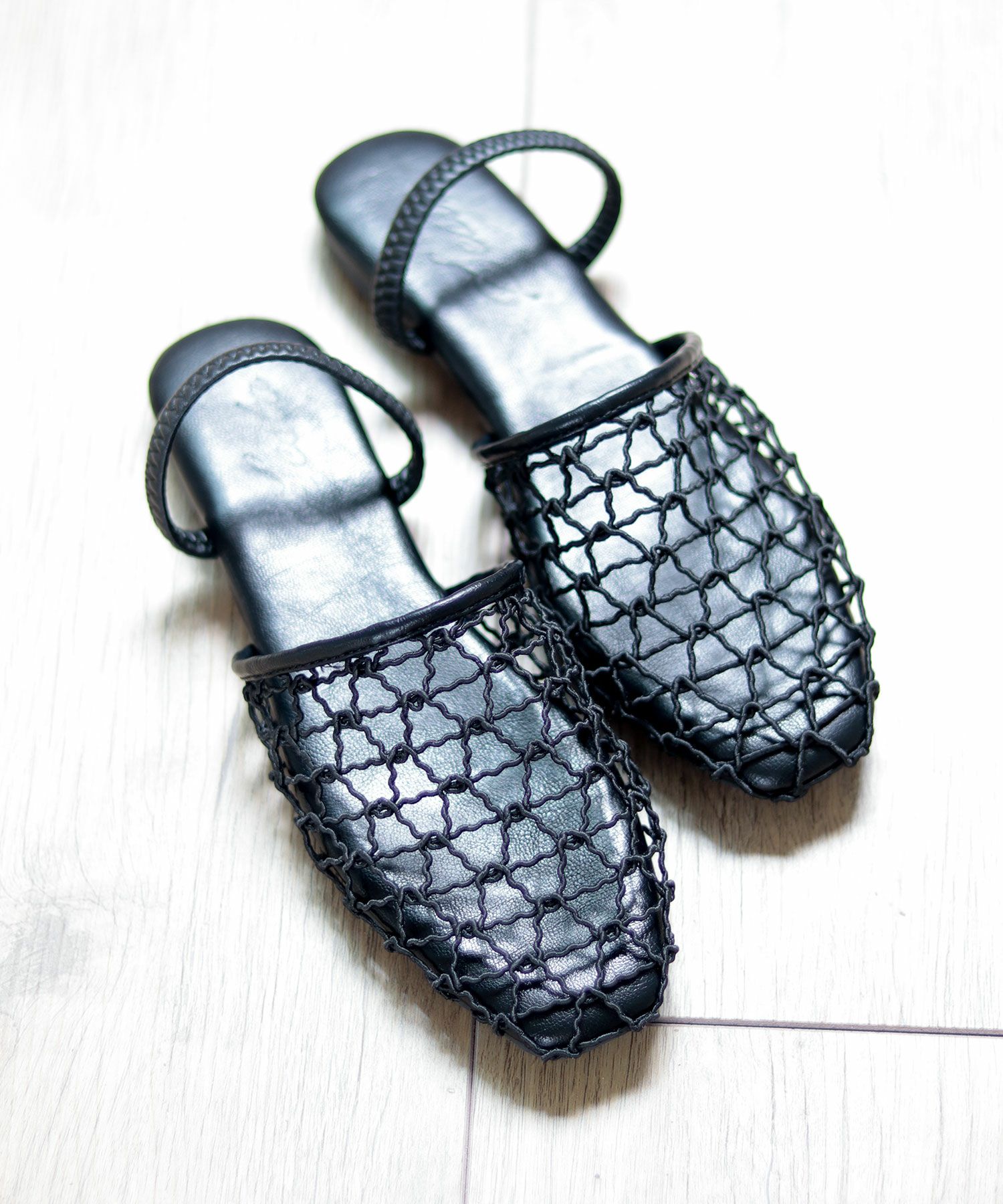 手編みメッシュ2wayフラットサンダル▲返品不可