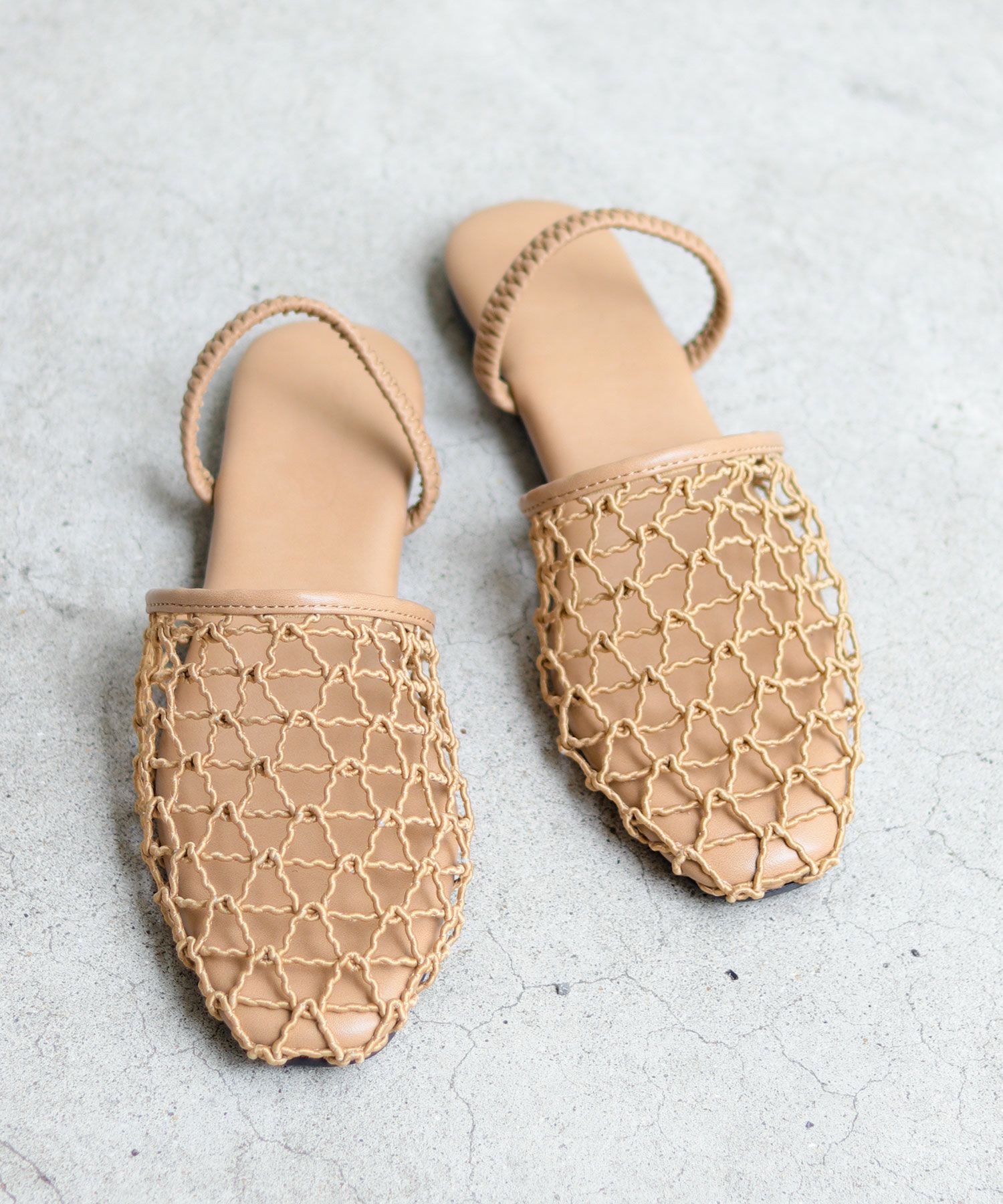 手編みメッシュ2wayフラットサンダル▲返品不可