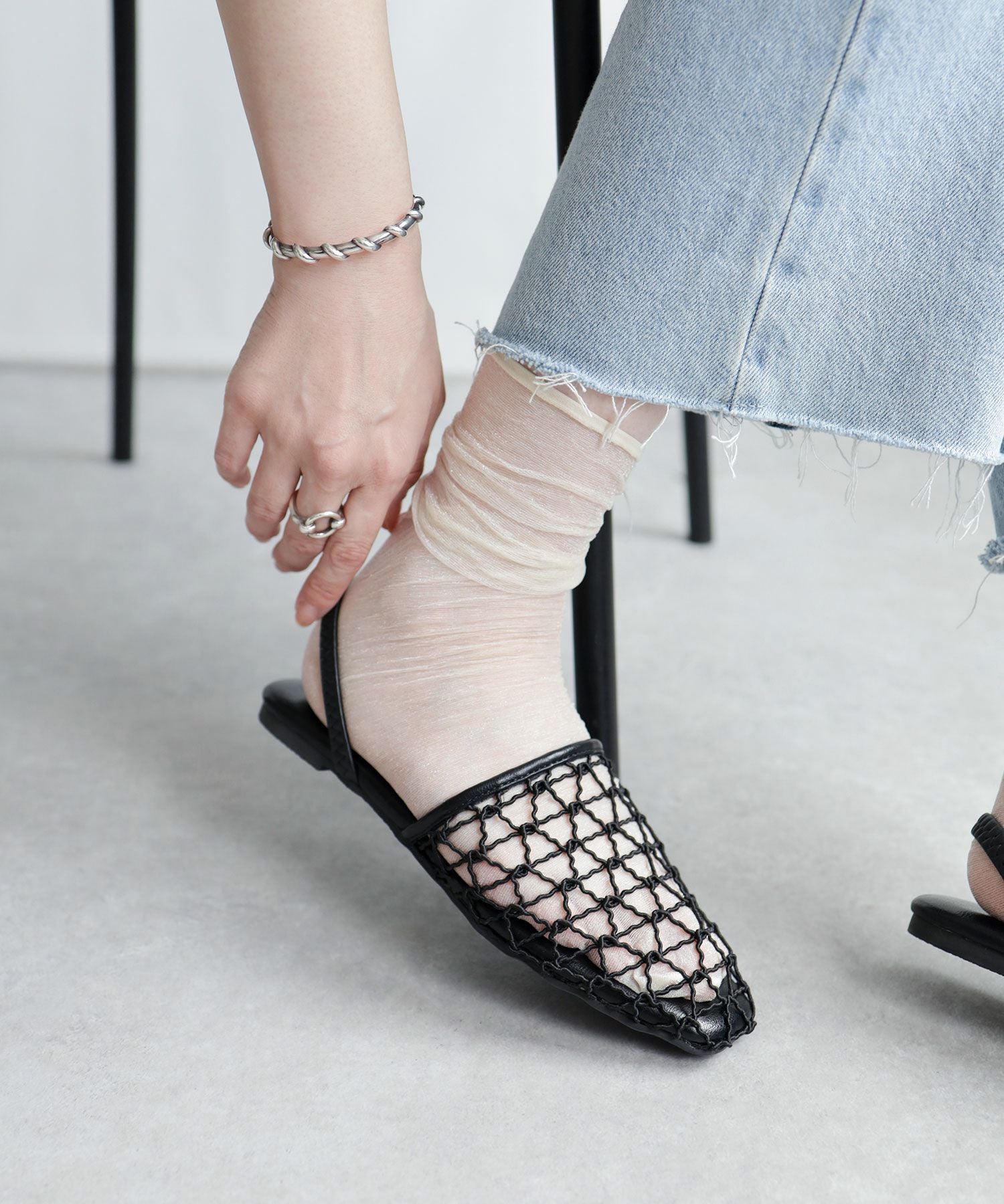 手編みメッシュ2wayフラットサンダル▲返品不可