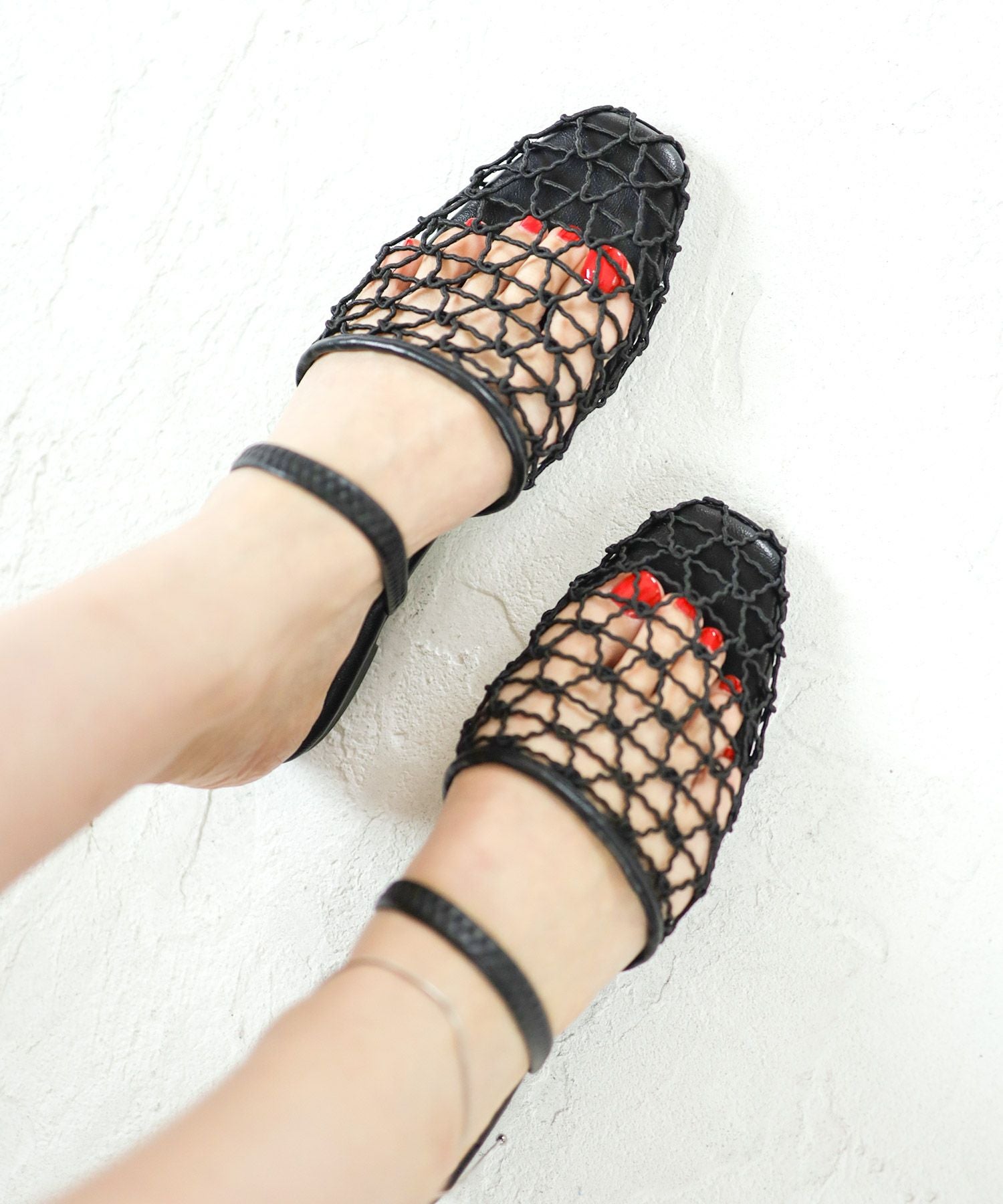 手編みメッシュ2wayフラットサンダル▲返品不可