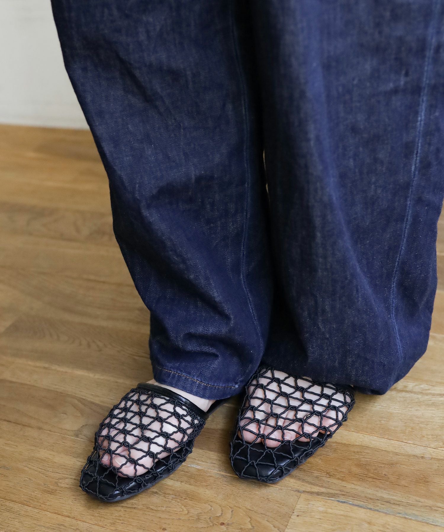 手編みメッシュ2wayフラットサンダル▲返品不可