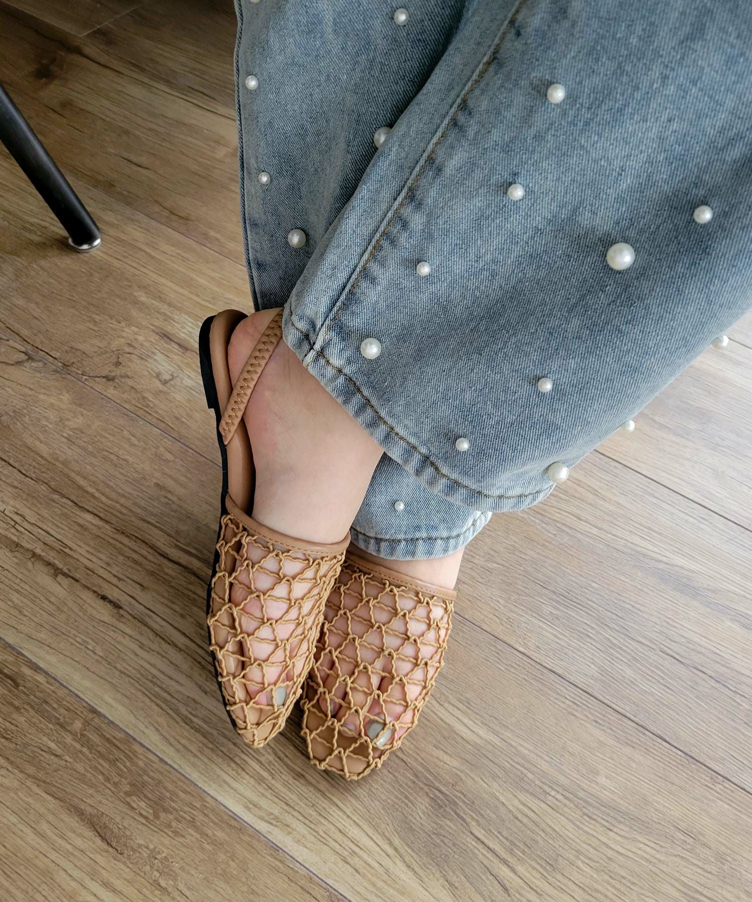 手編みメッシュ2wayフラットサンダル▲返品不可