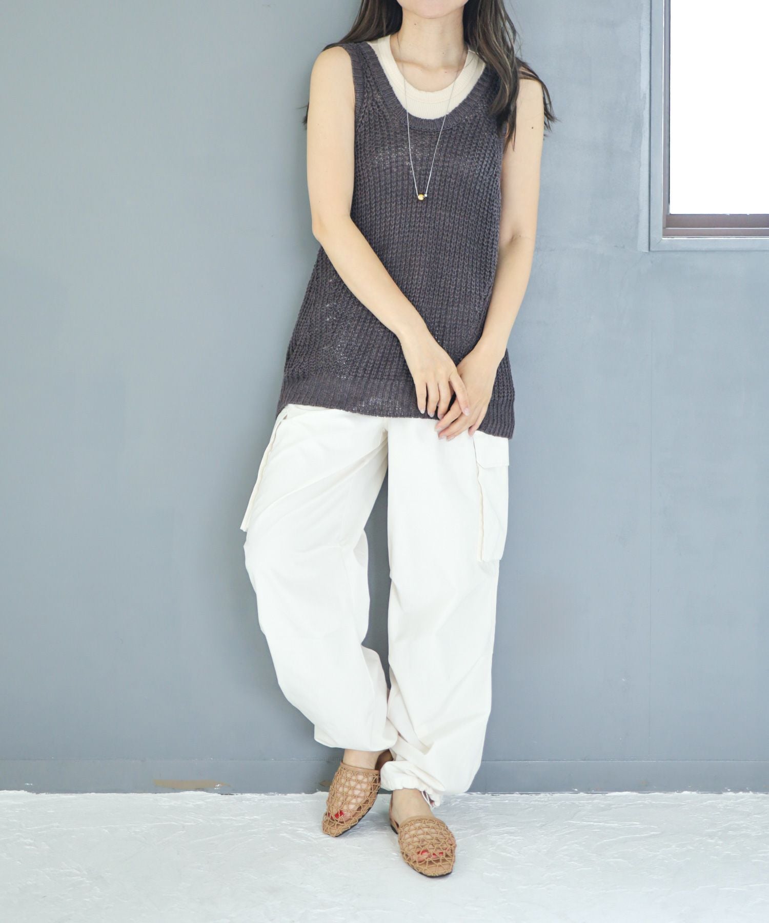 手編みメッシュ2wayフラットサンダル▲返品不可