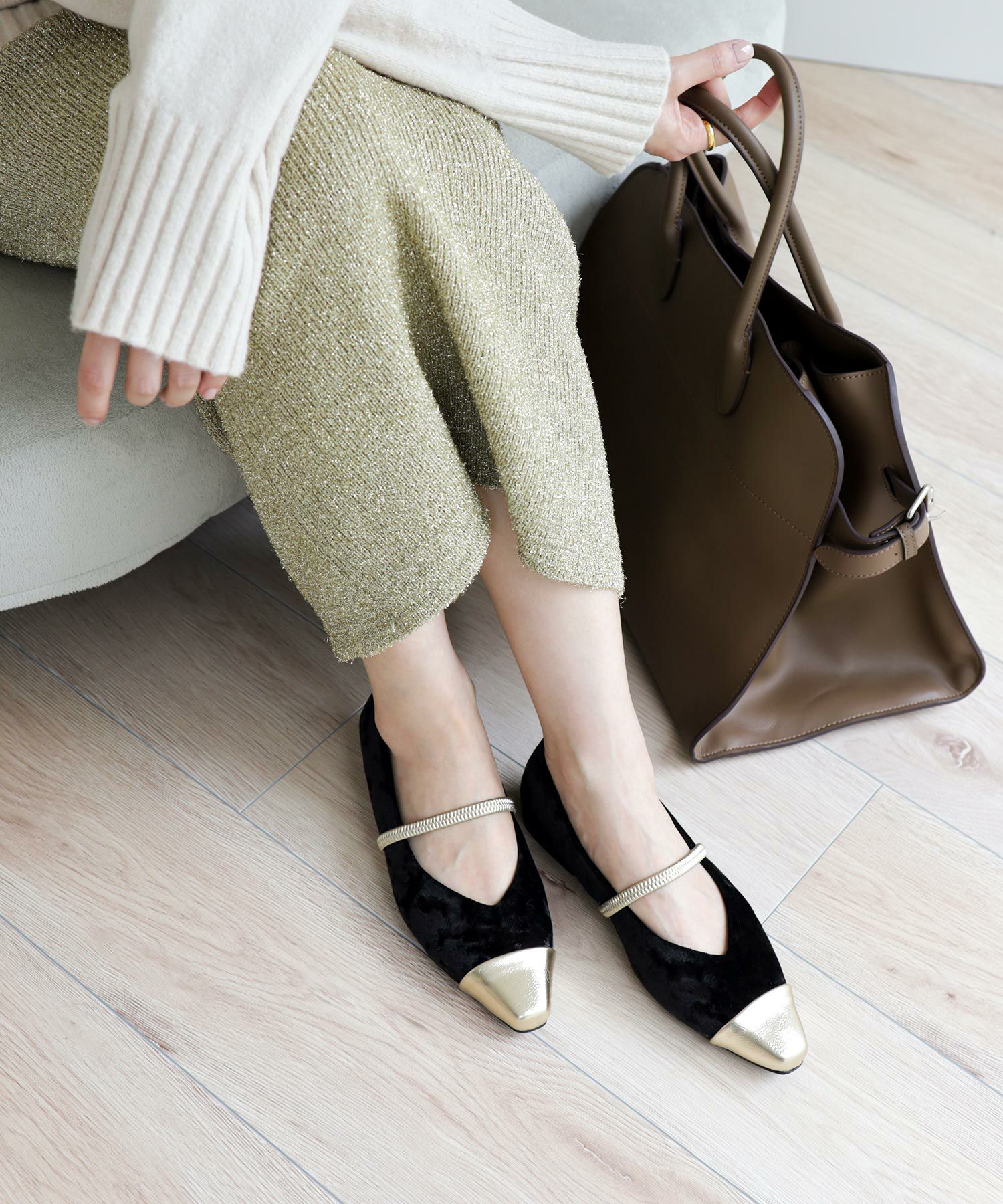 シャイニーベロアメリージェーンパンプス▲返品不可