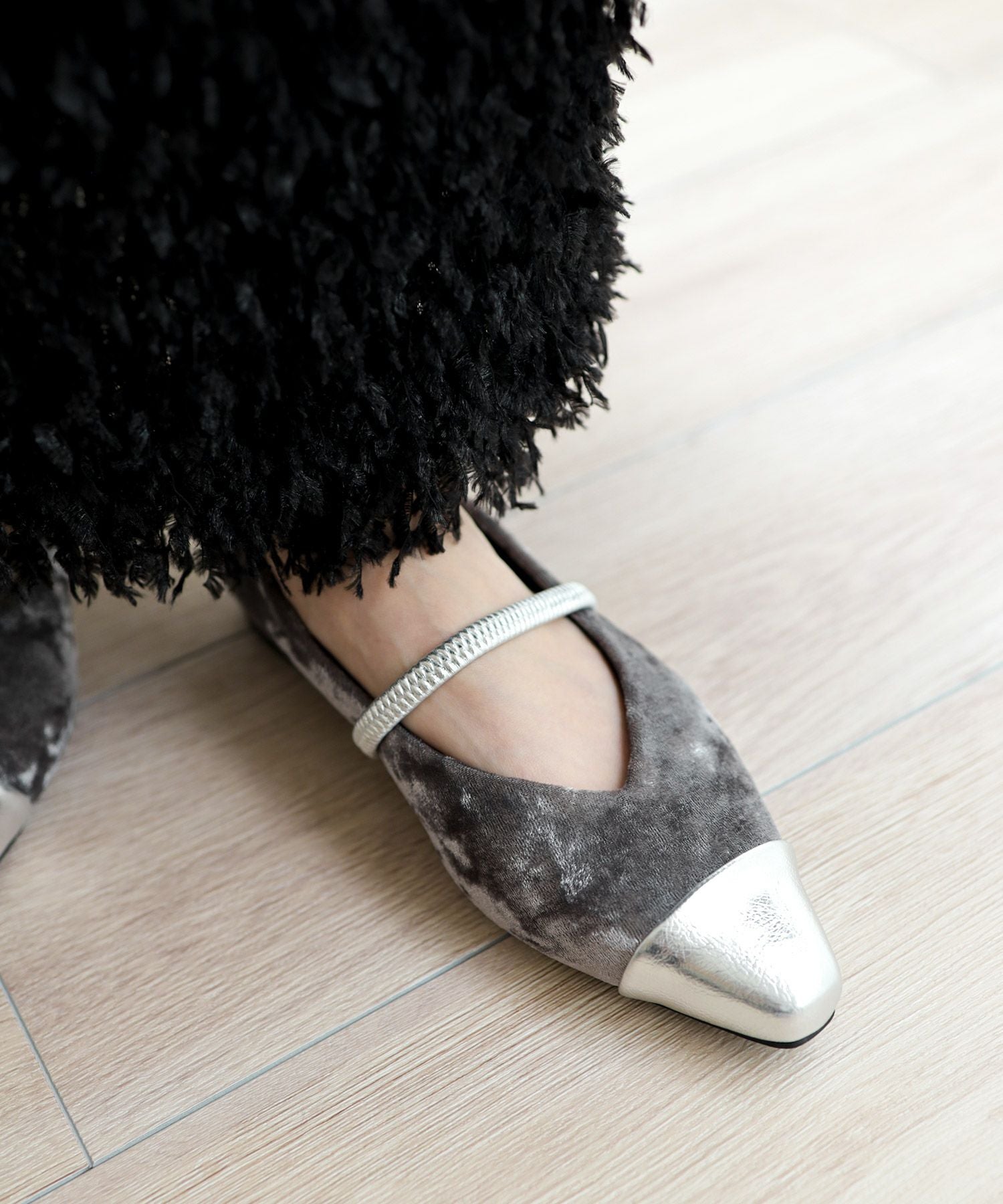 シャイニーベロアメリージェーンパンプス▲返品不可