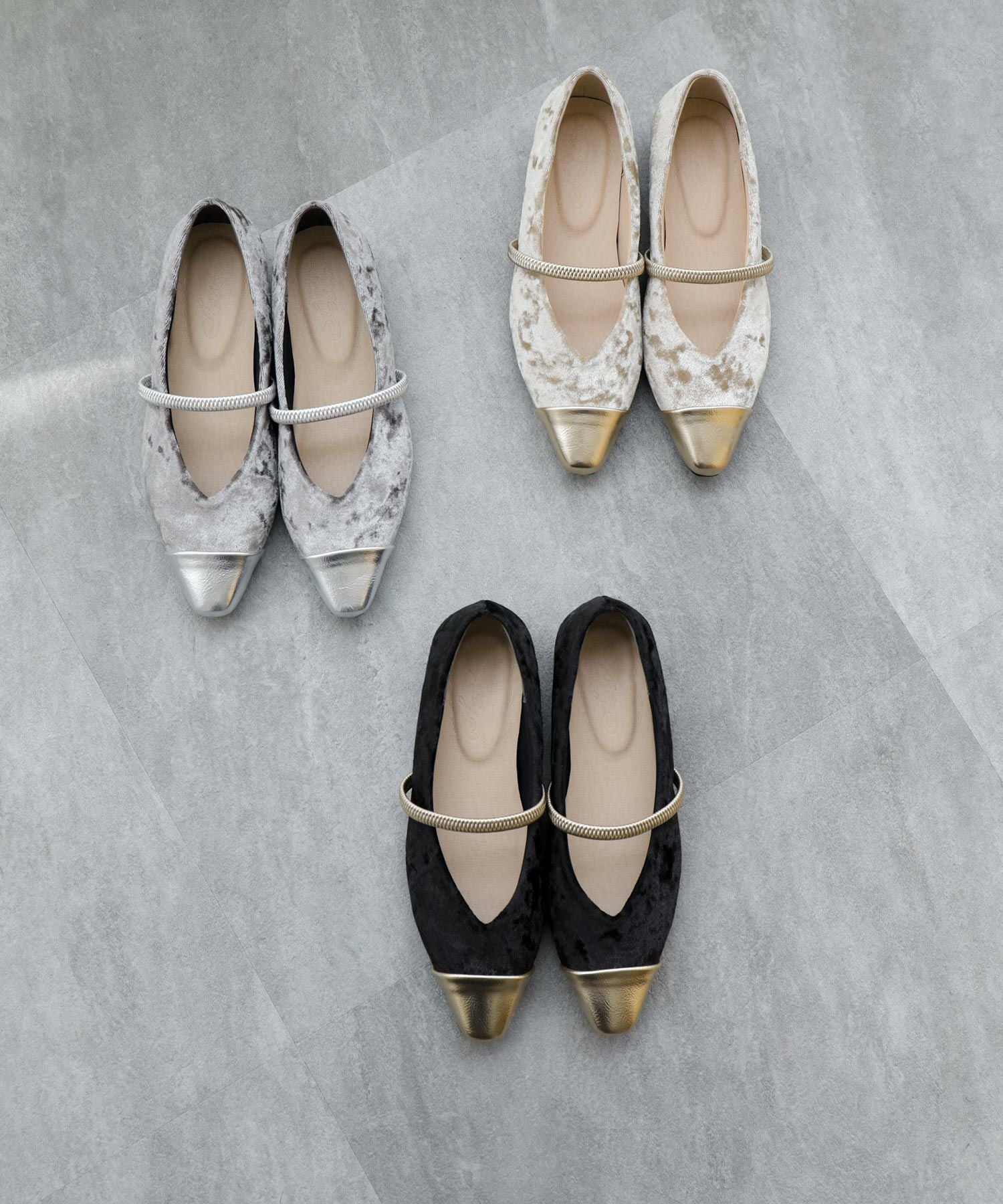 シャイニーベロアメリージェーンパンプス▲返品不可