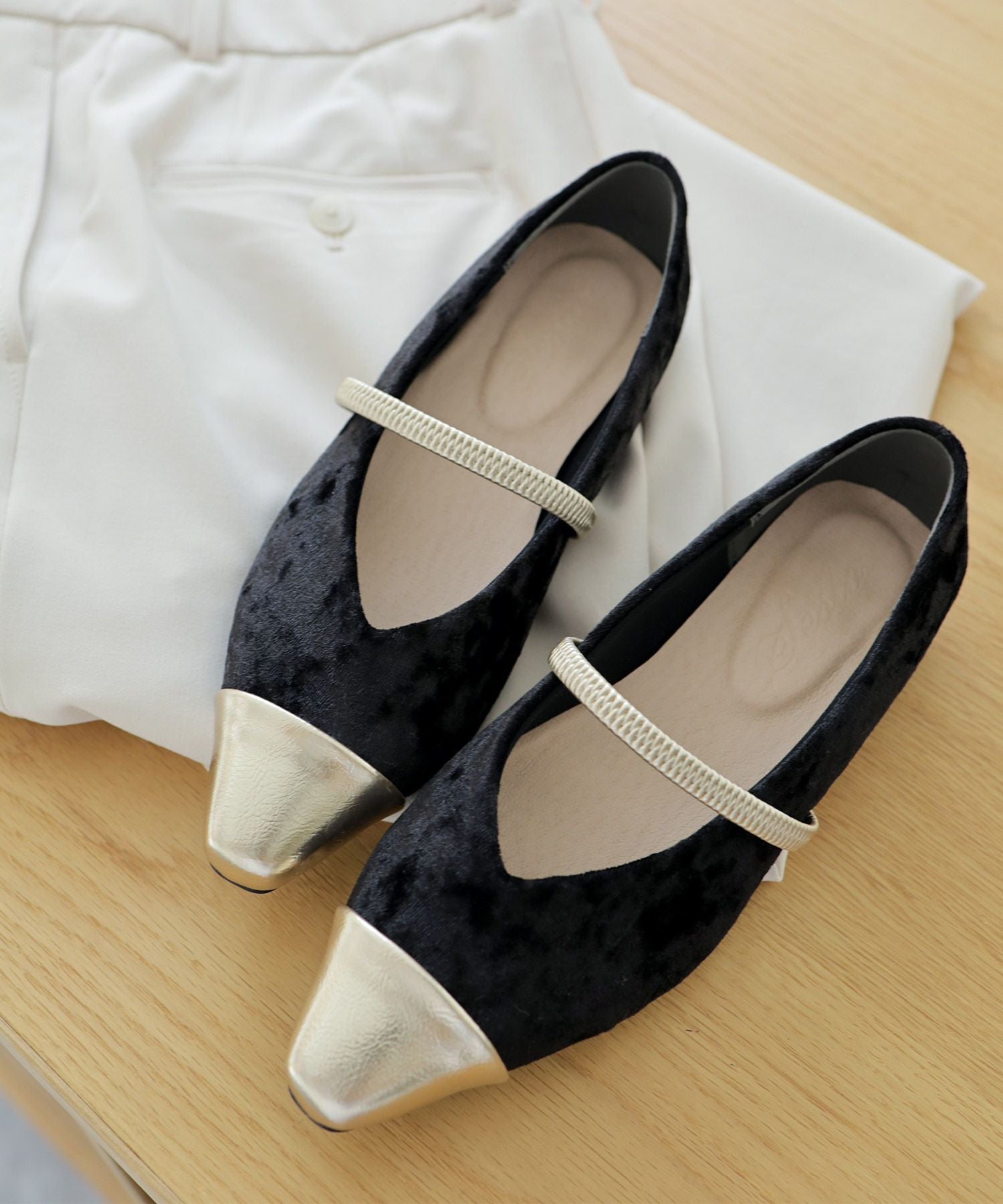 シャイニーベロアメリージェーンパンプス▲返品不可