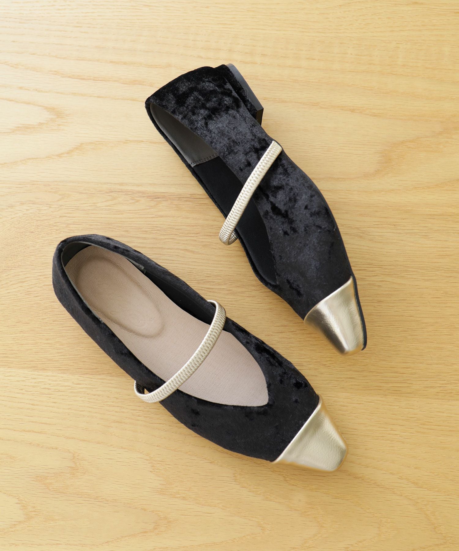 シャイニーベロアメリージェーンパンプス▲返品不可