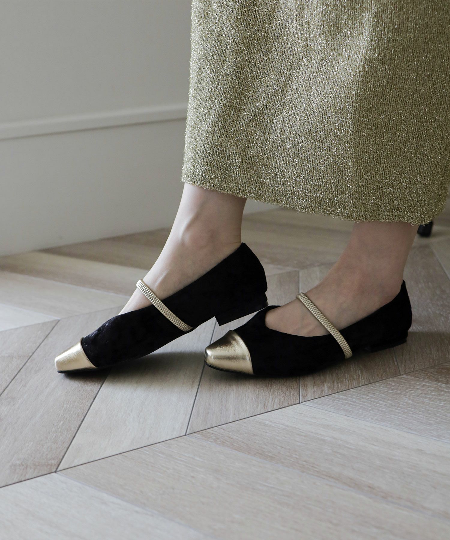 シャイニーベロアメリージェーンパンプス▲返品不可