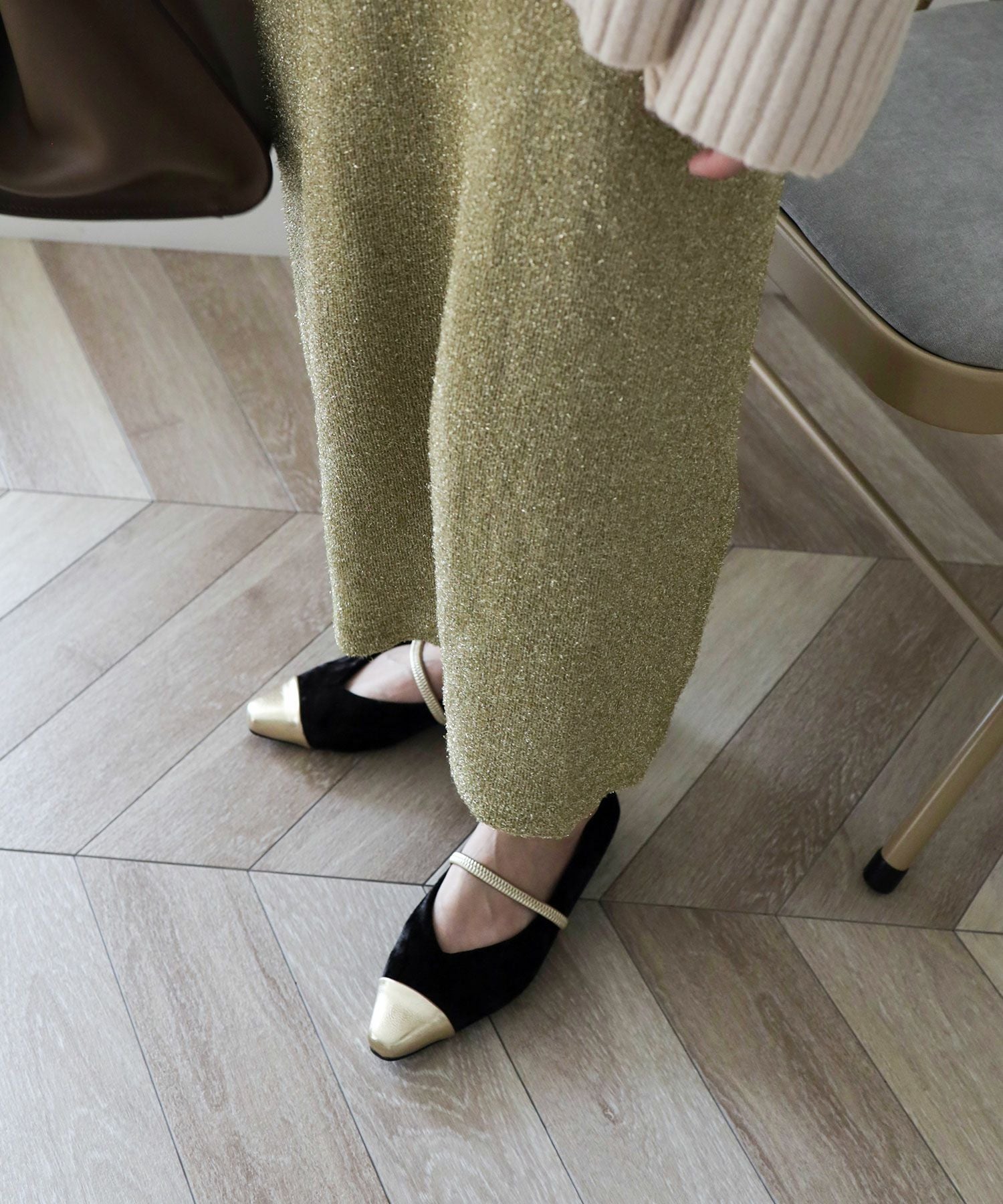 シャイニーベロアメリージェーンパンプス▲返品不可