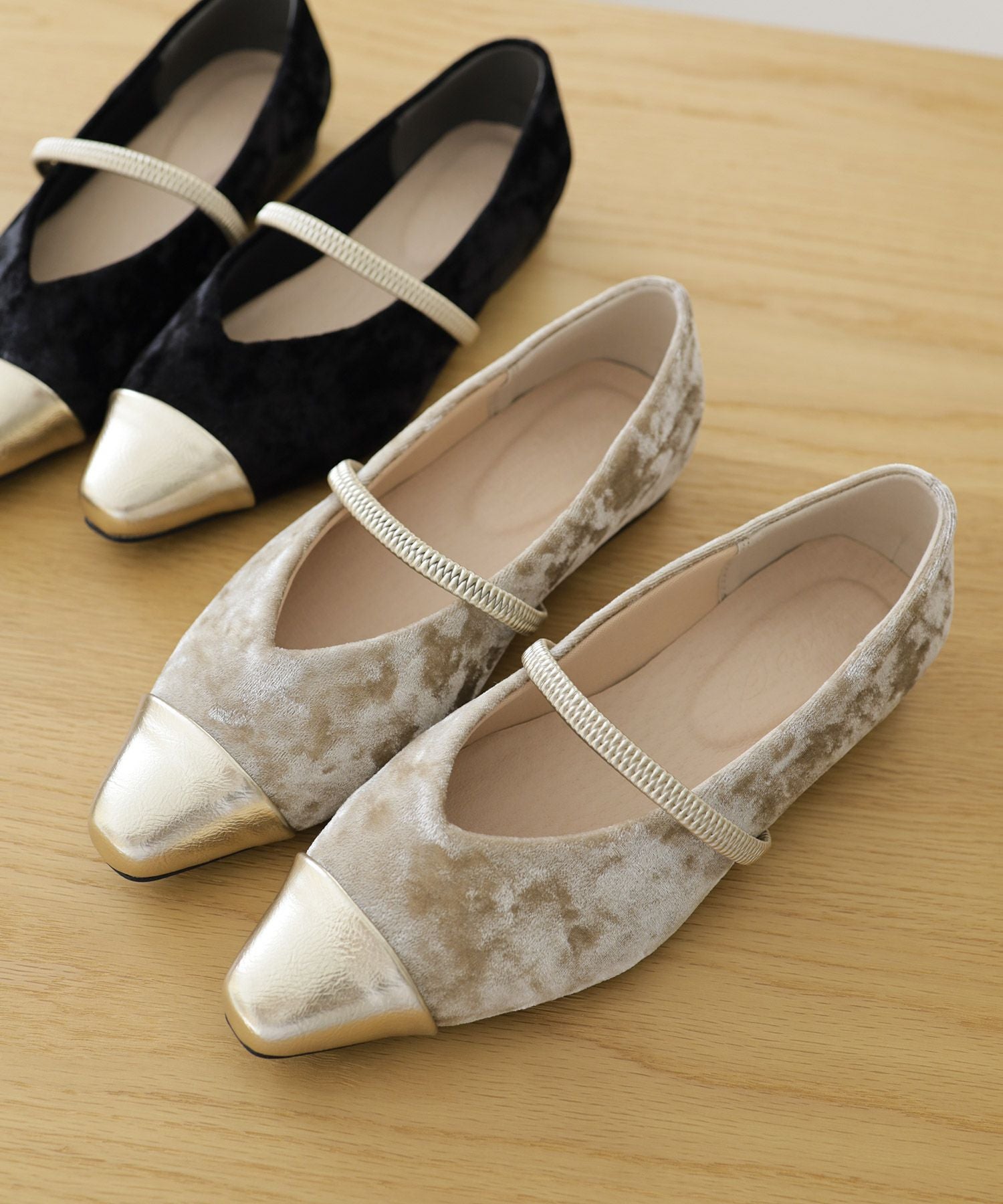 シャイニーベロアメリージェーンパンプス▲返品不可