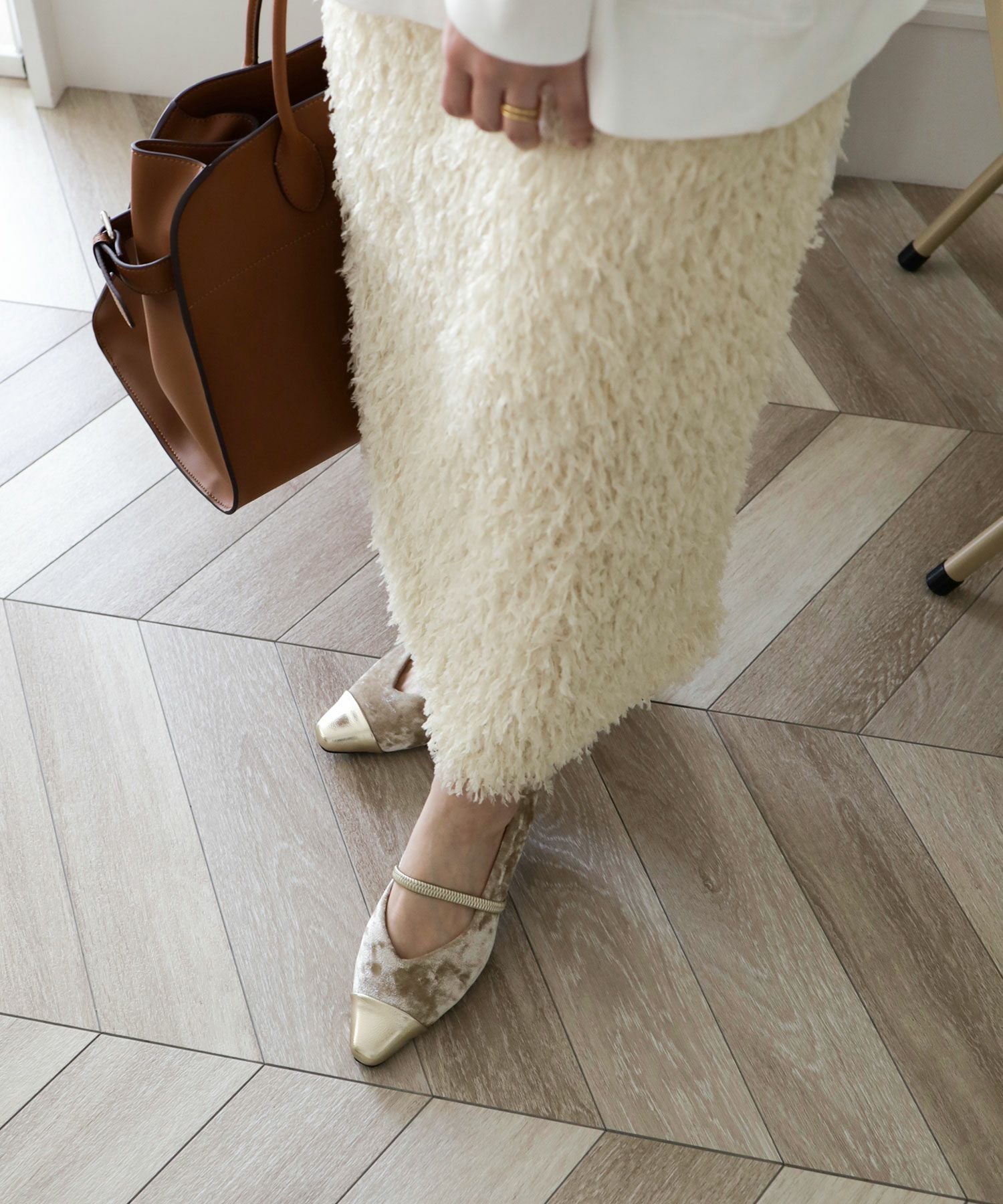 シャイニーベロアメリージェーンパンプス▲返品不可