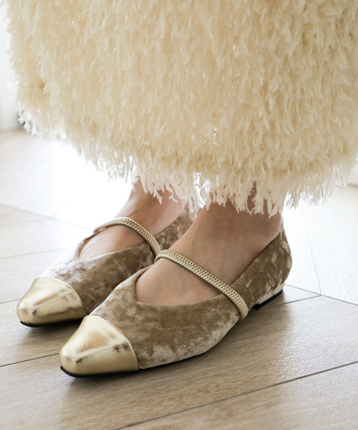 シャイニーベロアメリージェーンパンプス▲返品不可