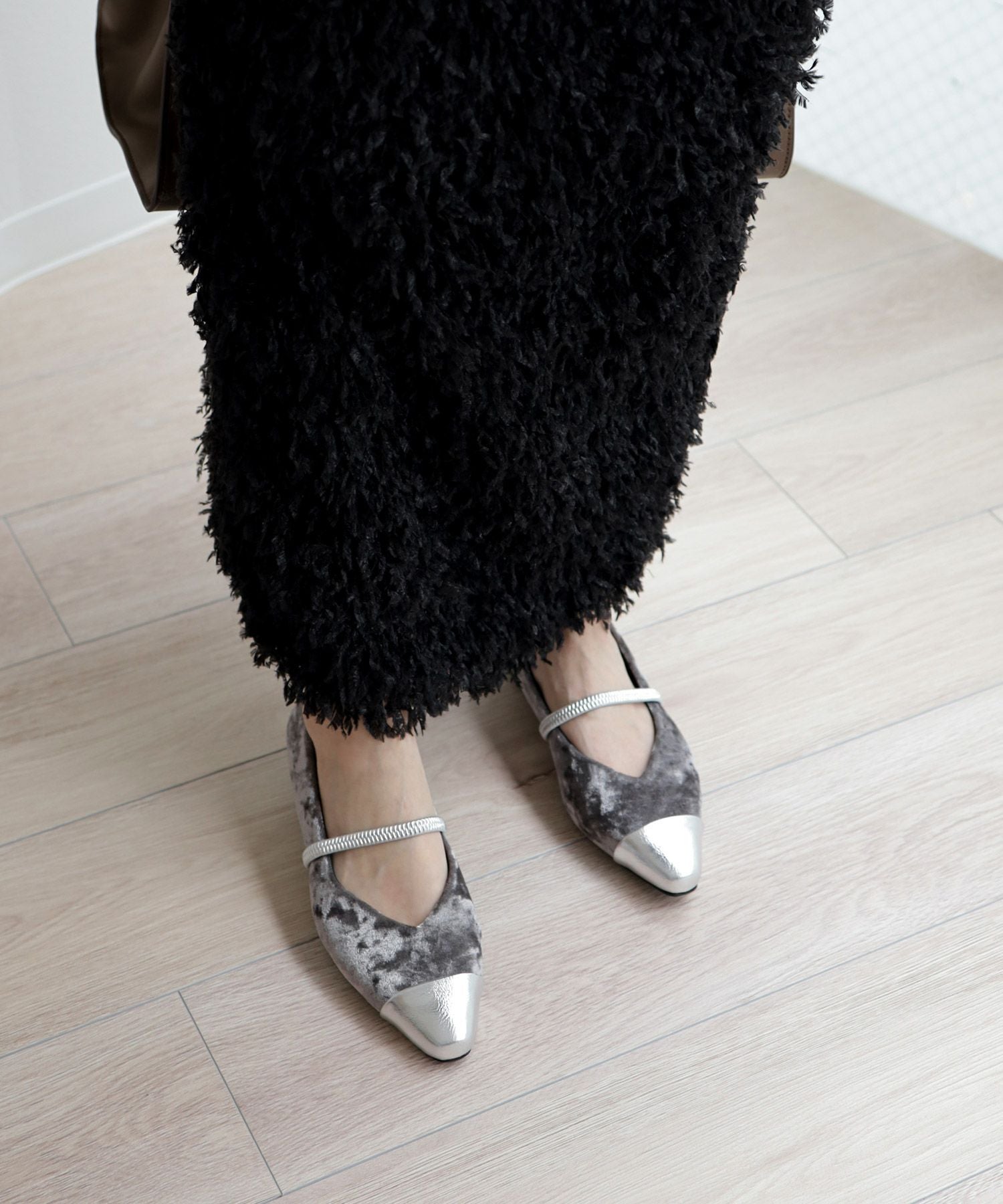 シャイニーベロアメリージェーンパンプス▲返品不可