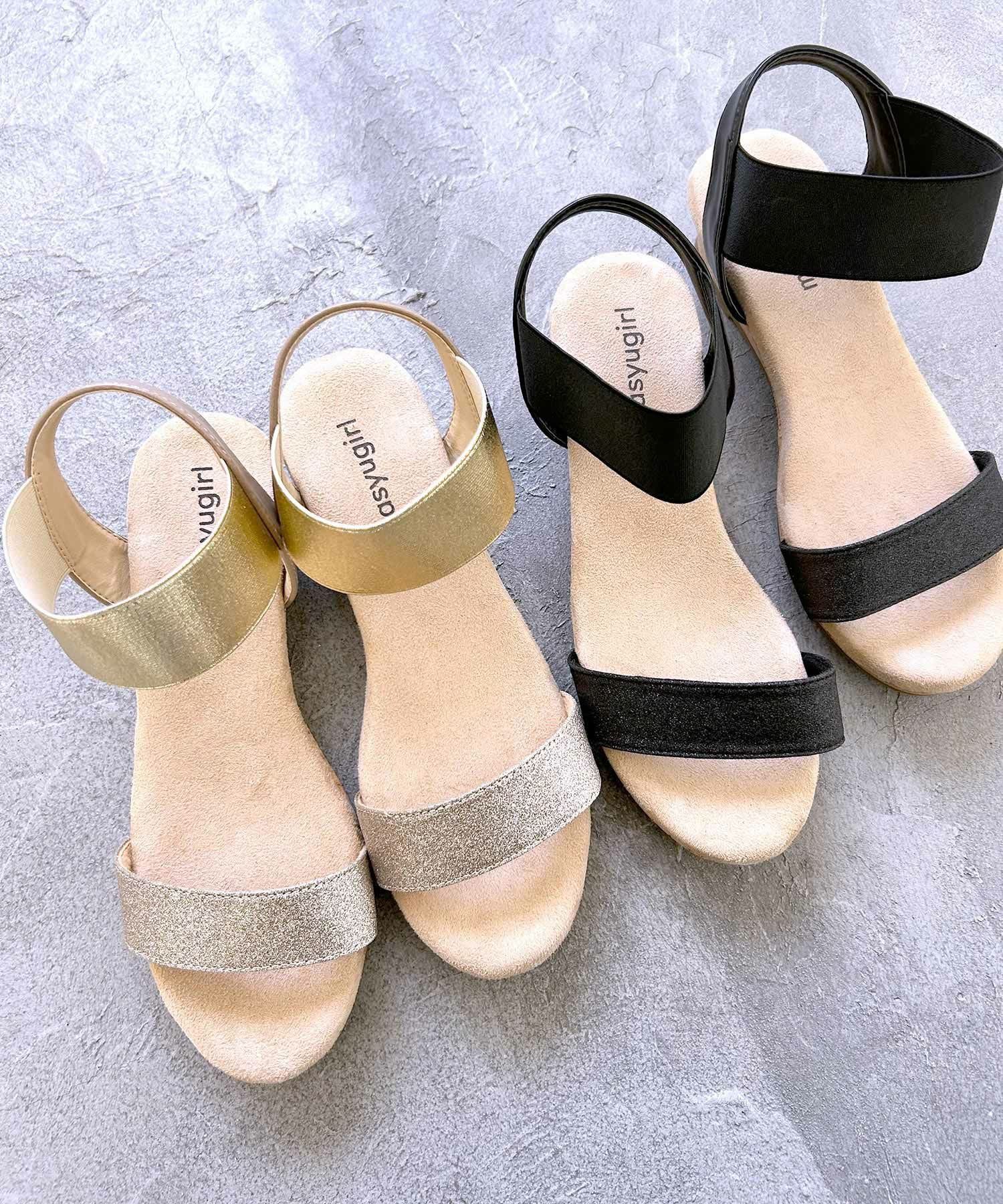 【4E幅広・大きいサイズ】4cmウェッジソール ゴムサンダル