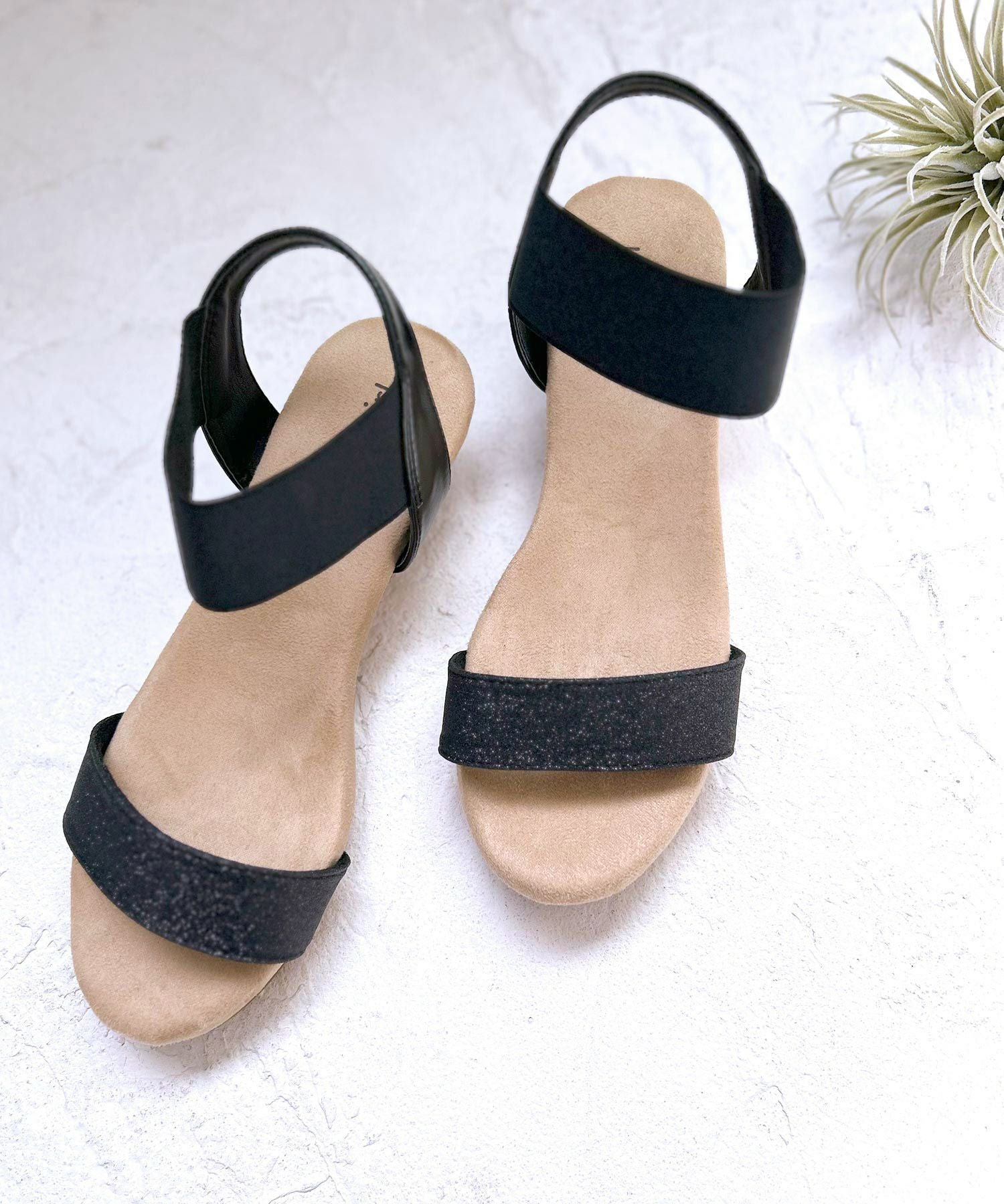 【4E幅広・大きいサイズ】4cmウェッジソール ゴムサンダル