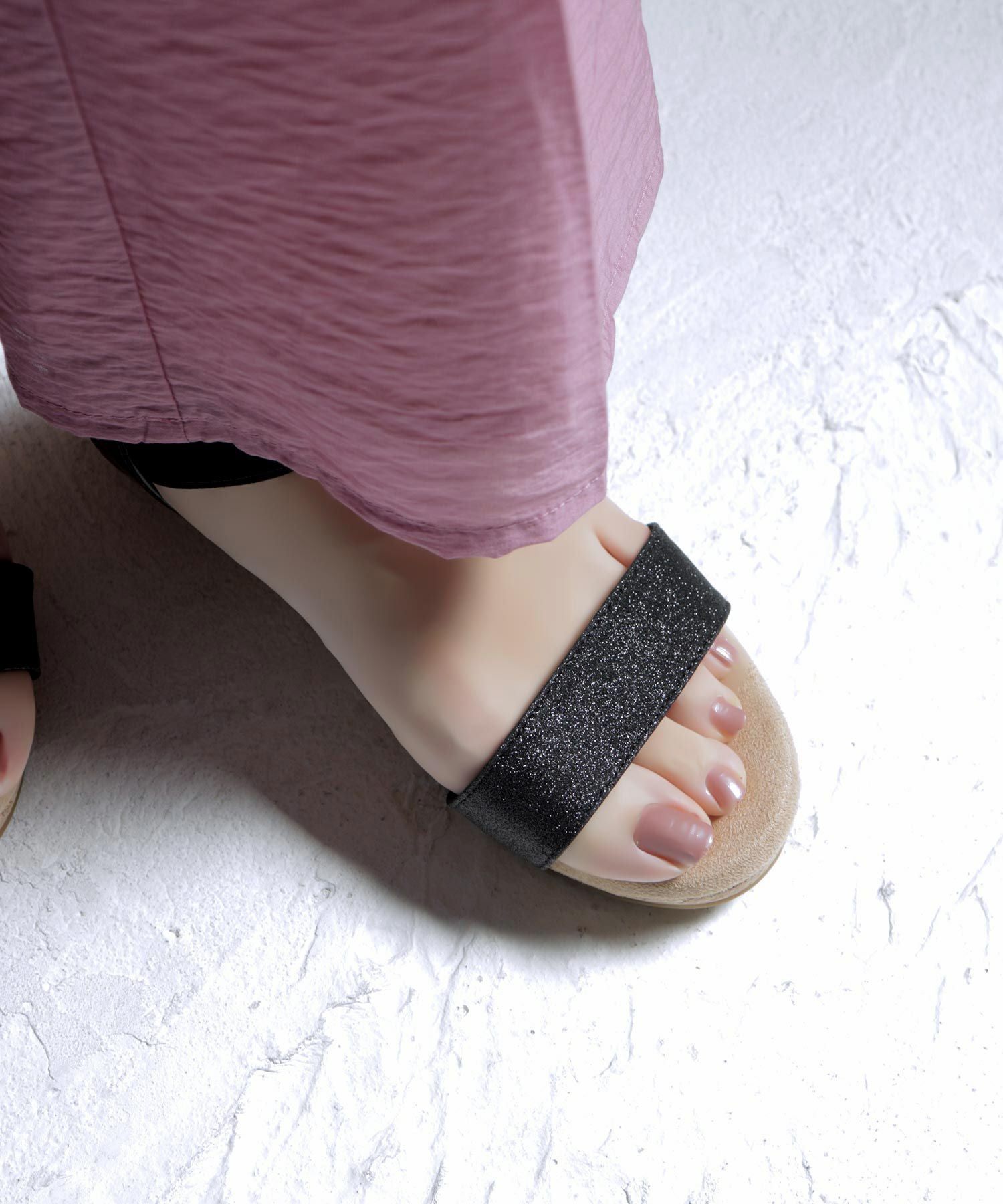 【4E幅広・大きいサイズ】4cmウェッジソール ゴムサンダル