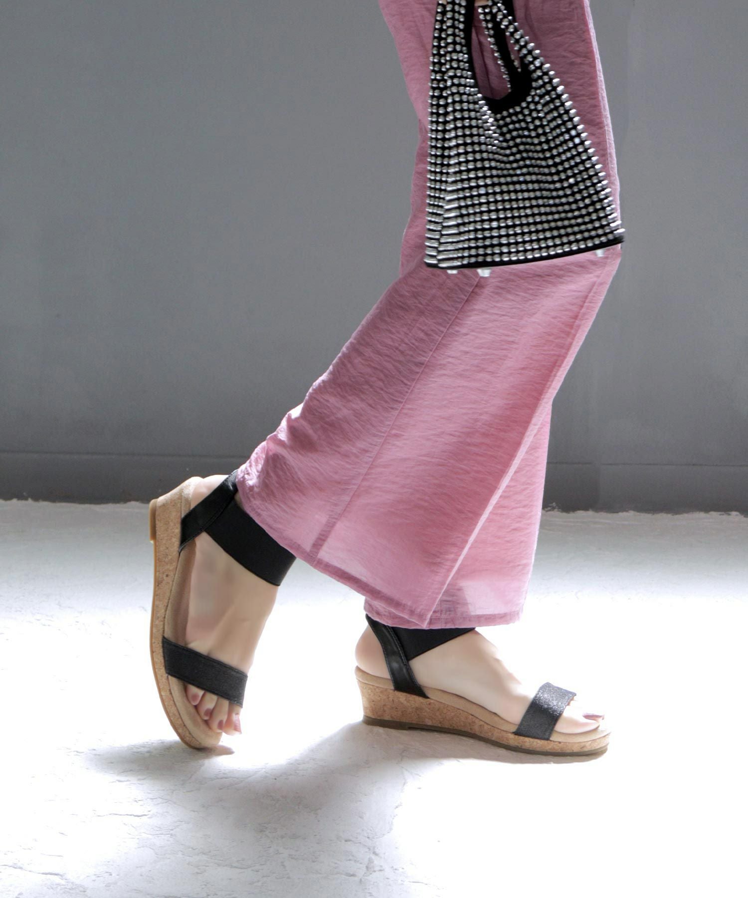 【4E幅広・大きいサイズ】4cmウェッジソール ゴムサンダル