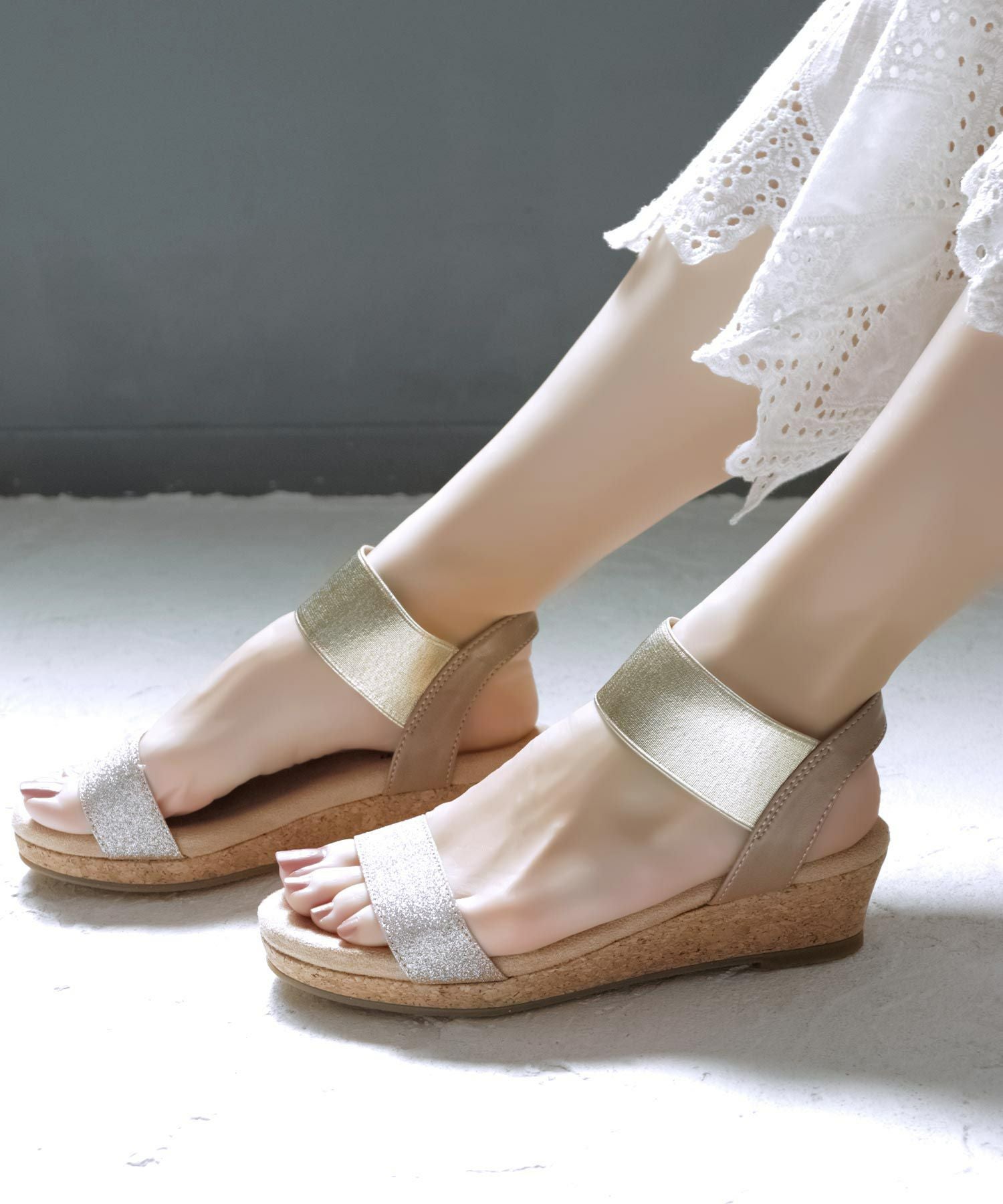 【4E幅広・大きいサイズ】4cmウェッジソール ゴムサンダル