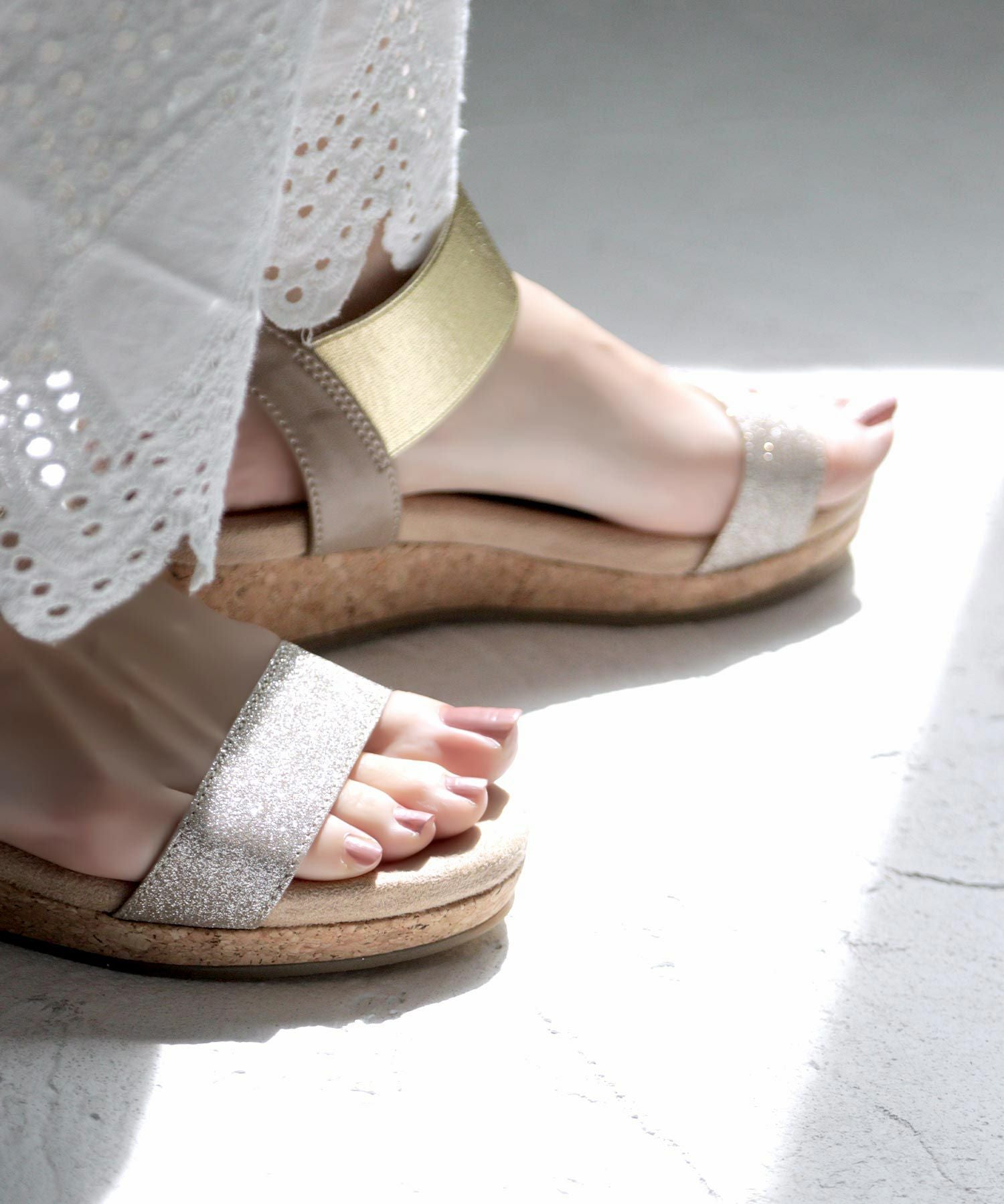 【4E幅広・大きいサイズ】4cmウェッジソール ゴムサンダル