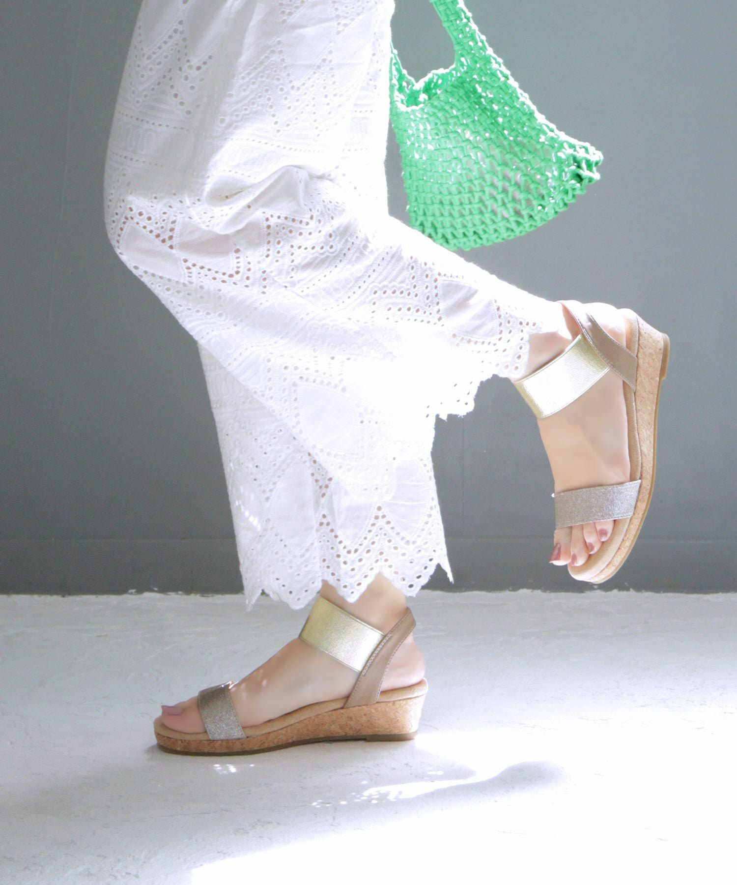 【4E幅広・大きいサイズ】4cmウェッジソール ゴムサンダル