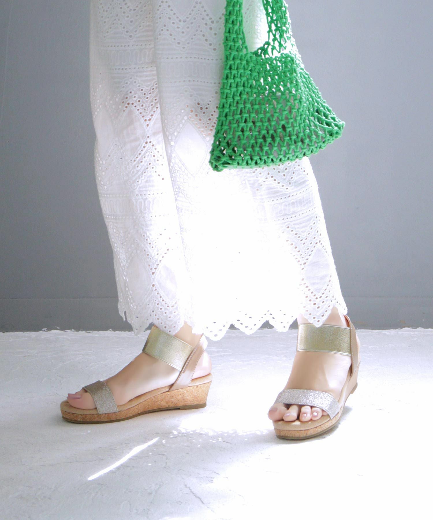 【4E幅広・大きいサイズ】4cmウェッジソール ゴムサンダル