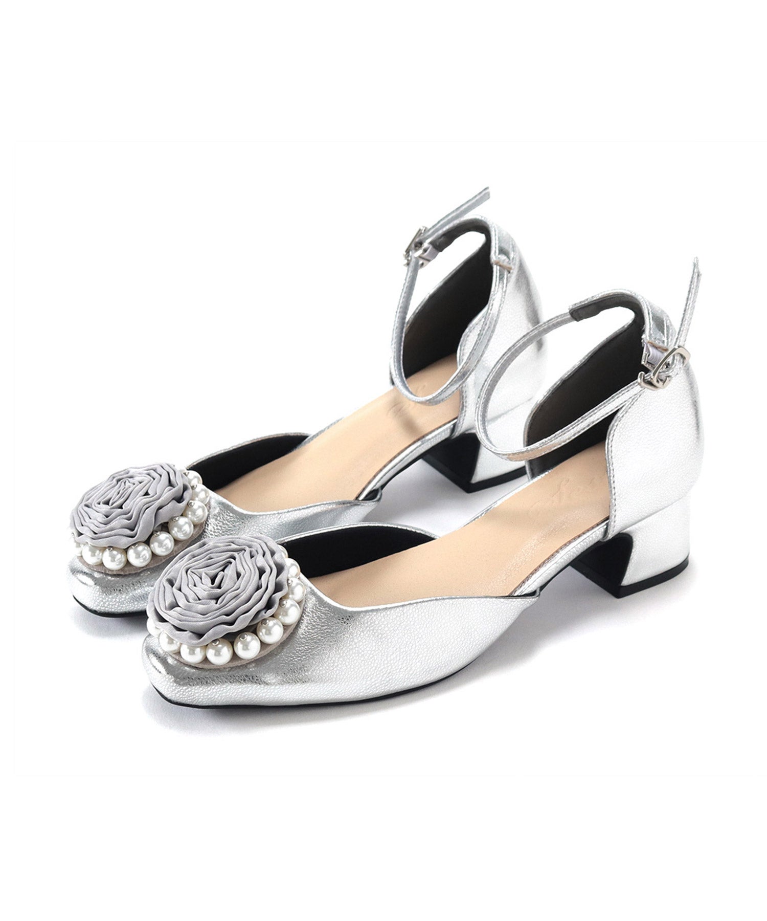 パールローズストラップパンプス