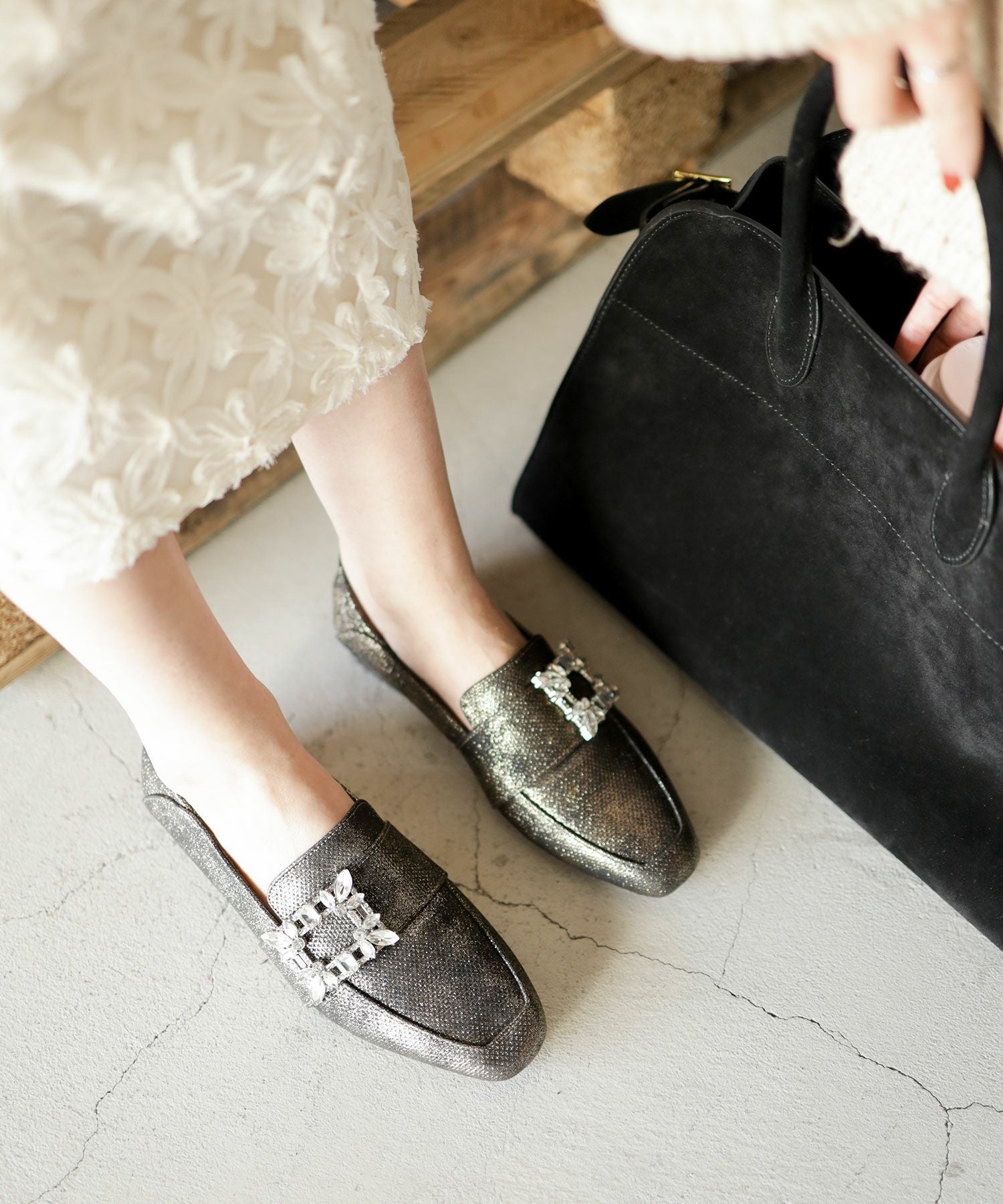 かかとが踏めるビジューモチーフローファー△返品不可 | SESTO(セスト