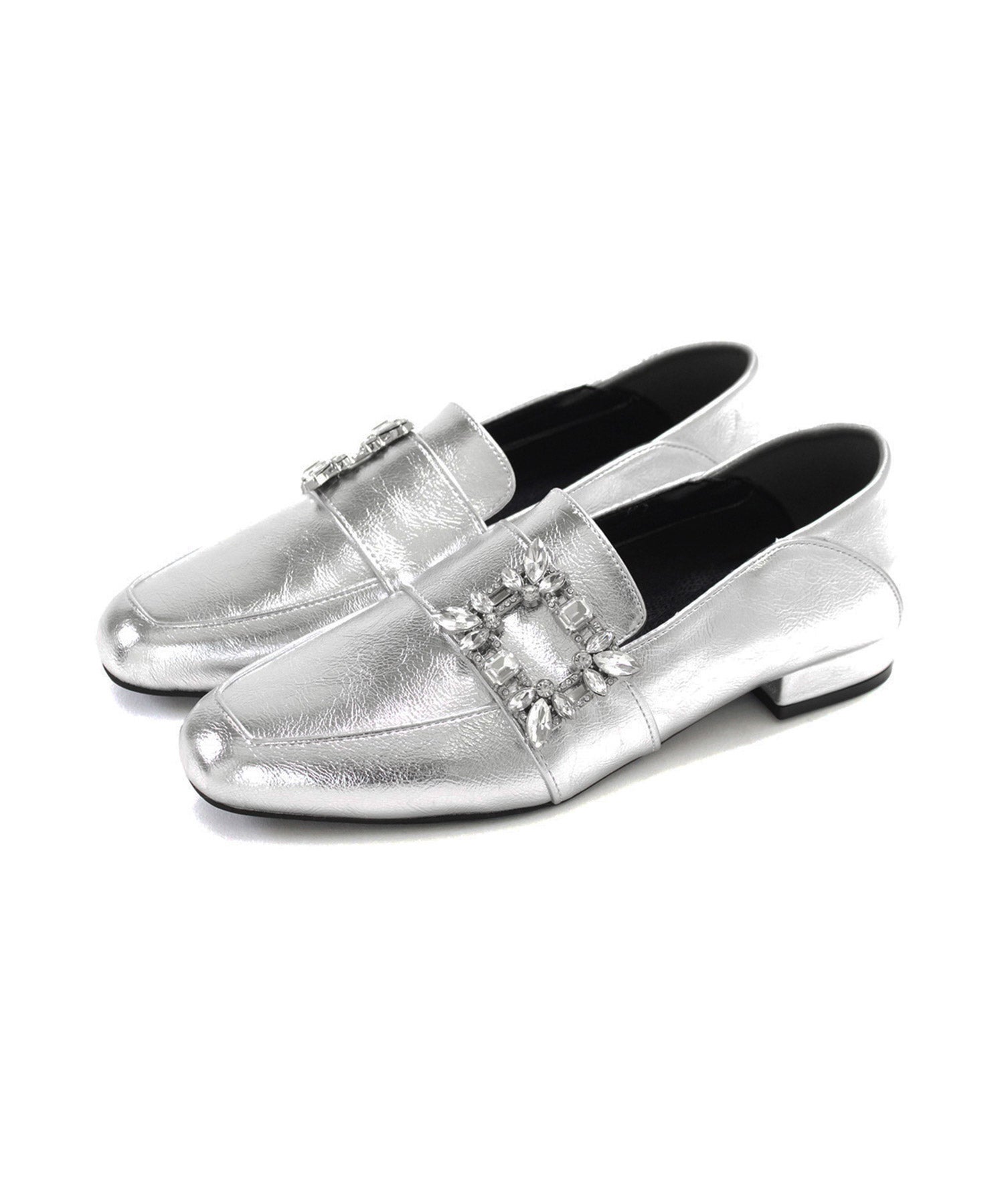 かかとが踏めるビジューモチーフローファー▲返品不可