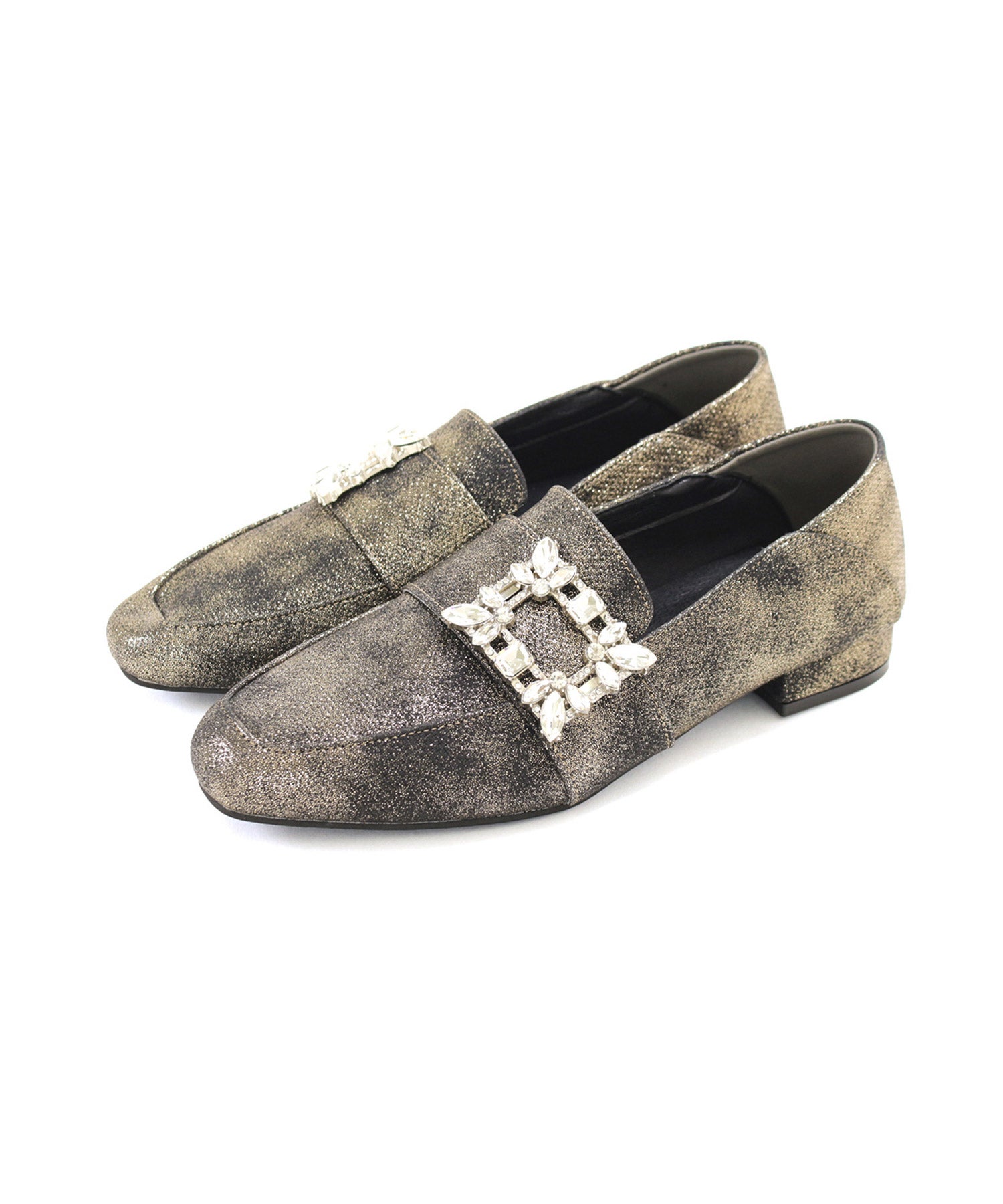 かかとが踏めるビジューモチーフローファー▲返品不可