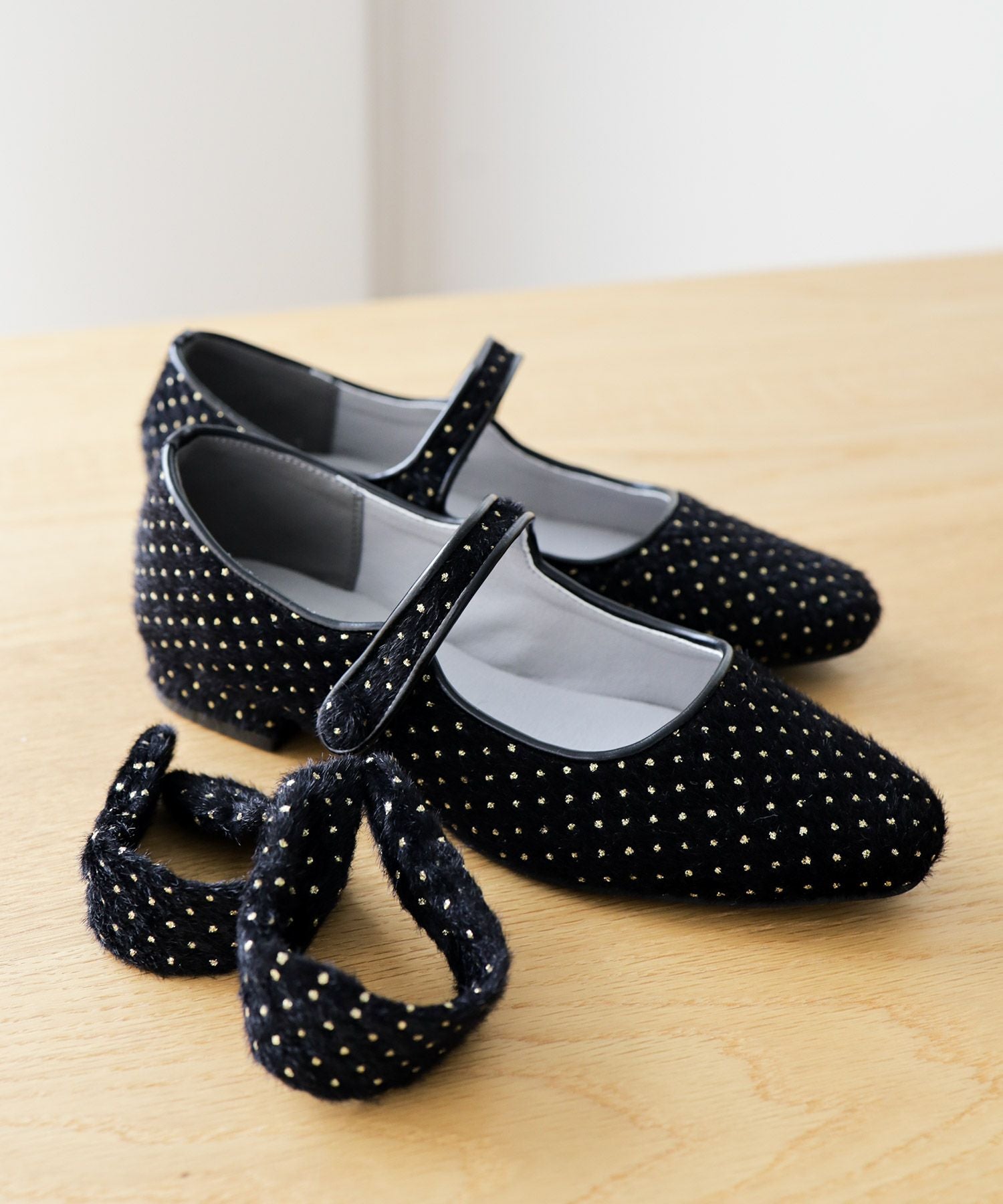 取り外し可能リボン付きメリージェーンパンプス▲返品不可