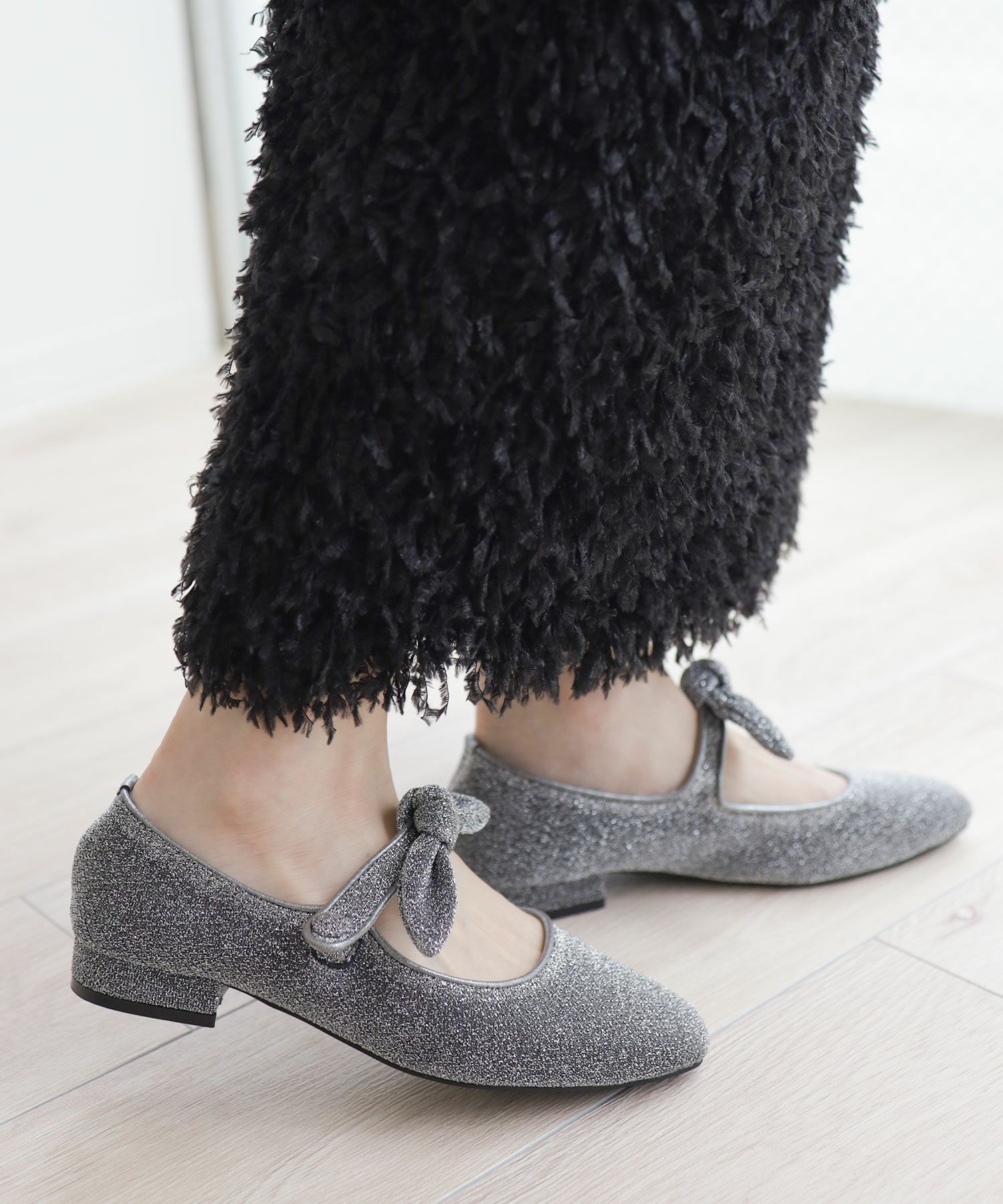 取り外し可能リボン付きメリージェーンパンプス▲返品不可