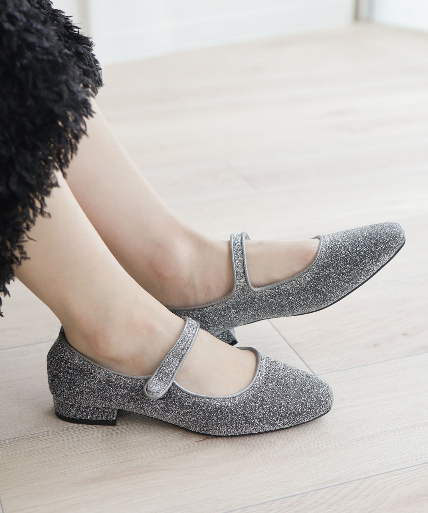 取り外し可能リボン付きメリージェーンパンプス▲返品不可